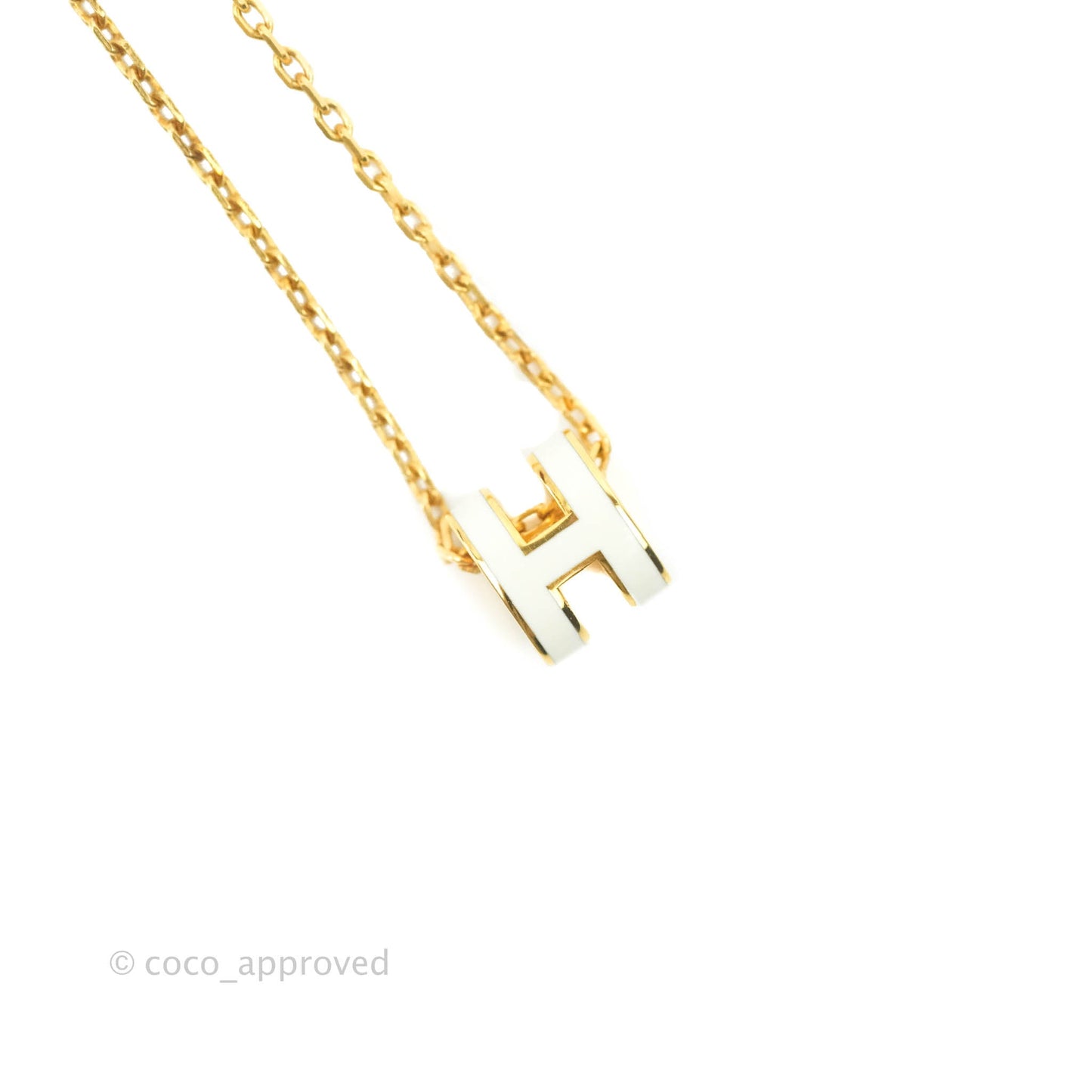 Hermès Mini Pop H White Pendant Necklace Gold Hardware
