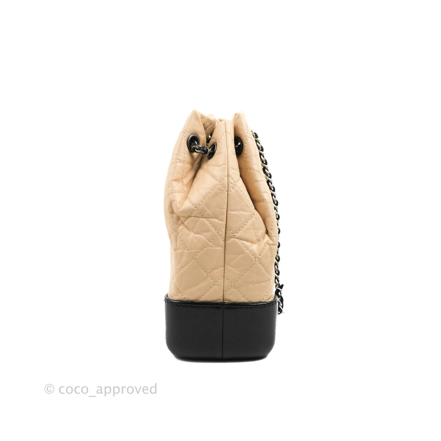 Chanel Small Gabrielle Backpack Beige Black Aged Calfskin
