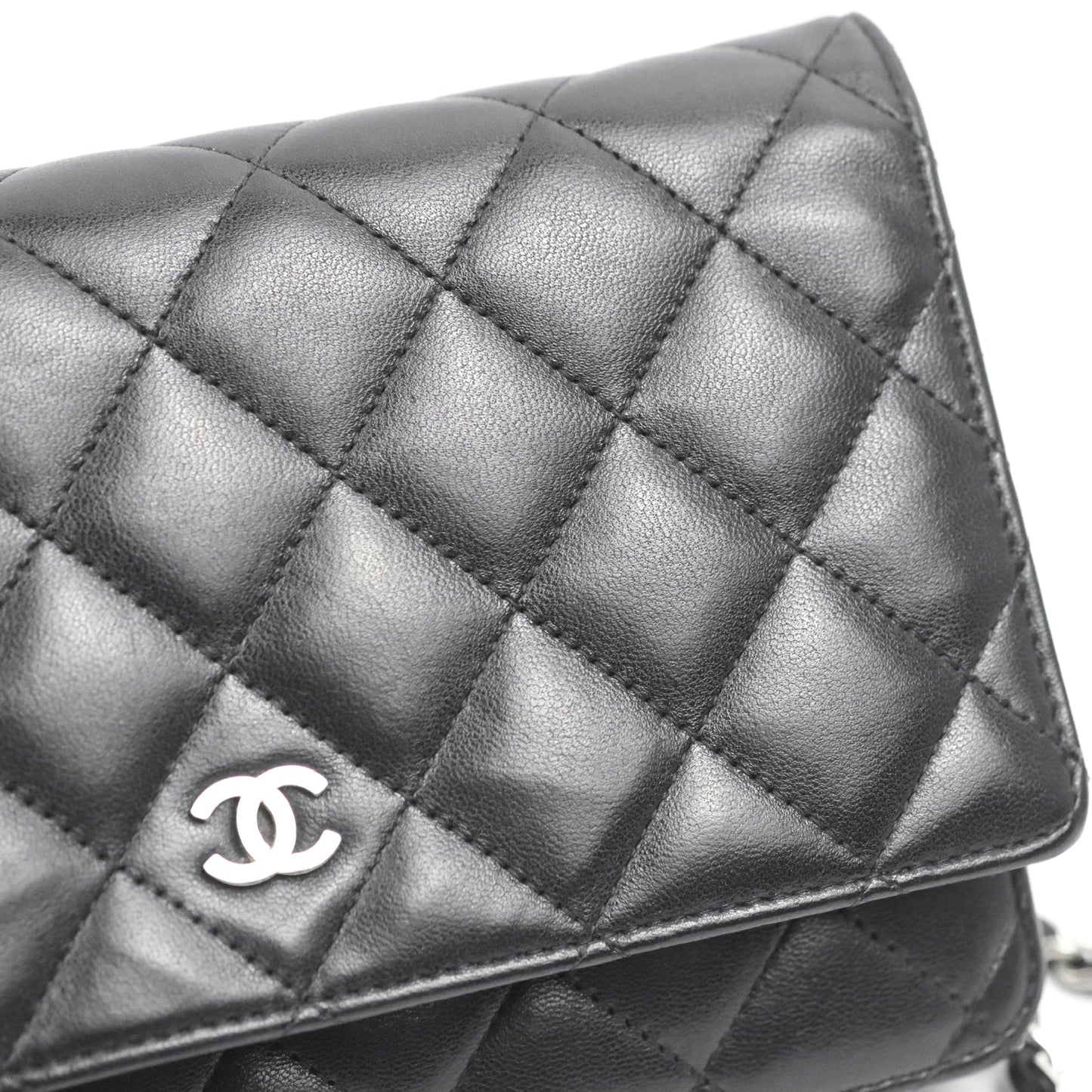 Chanel Quilted Classic WOC Black Lambskin Silver Hardware