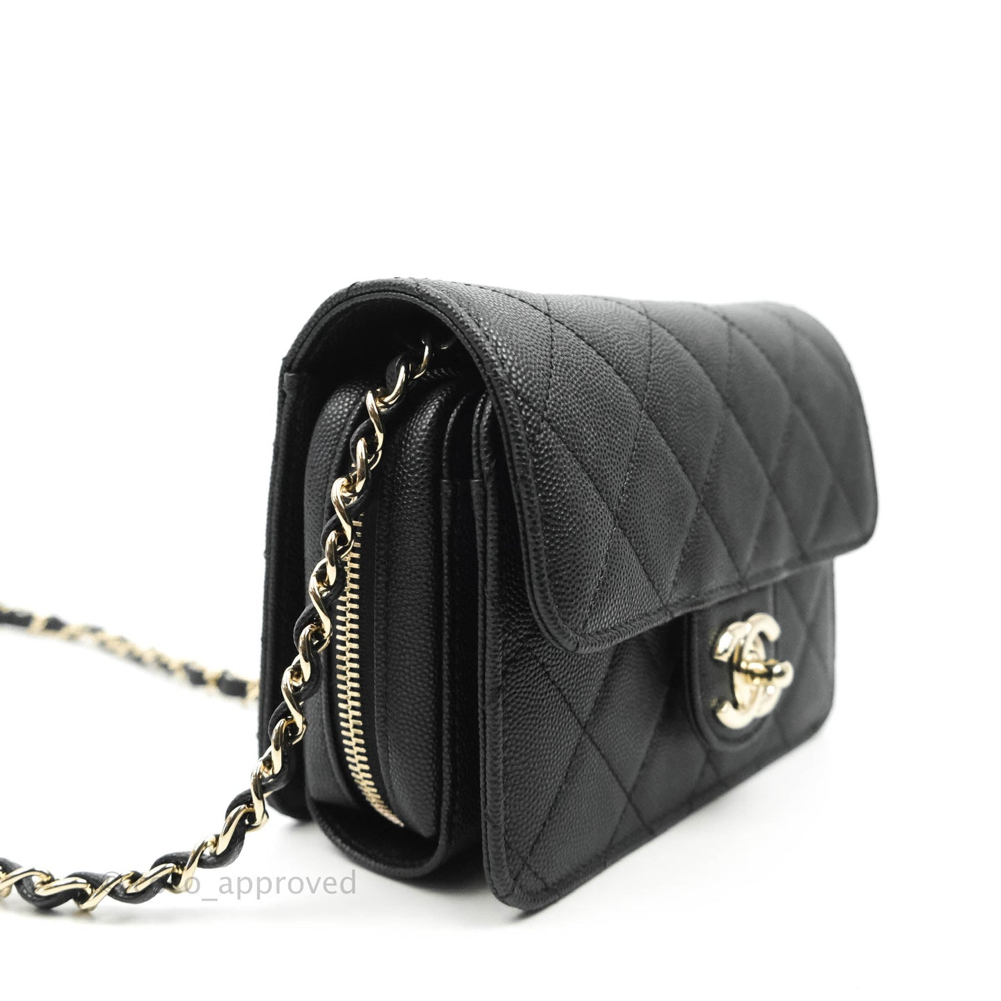 Chanel Quilted Small Like The Wallet Flap Black Caviar Light Gold Hardware 22C