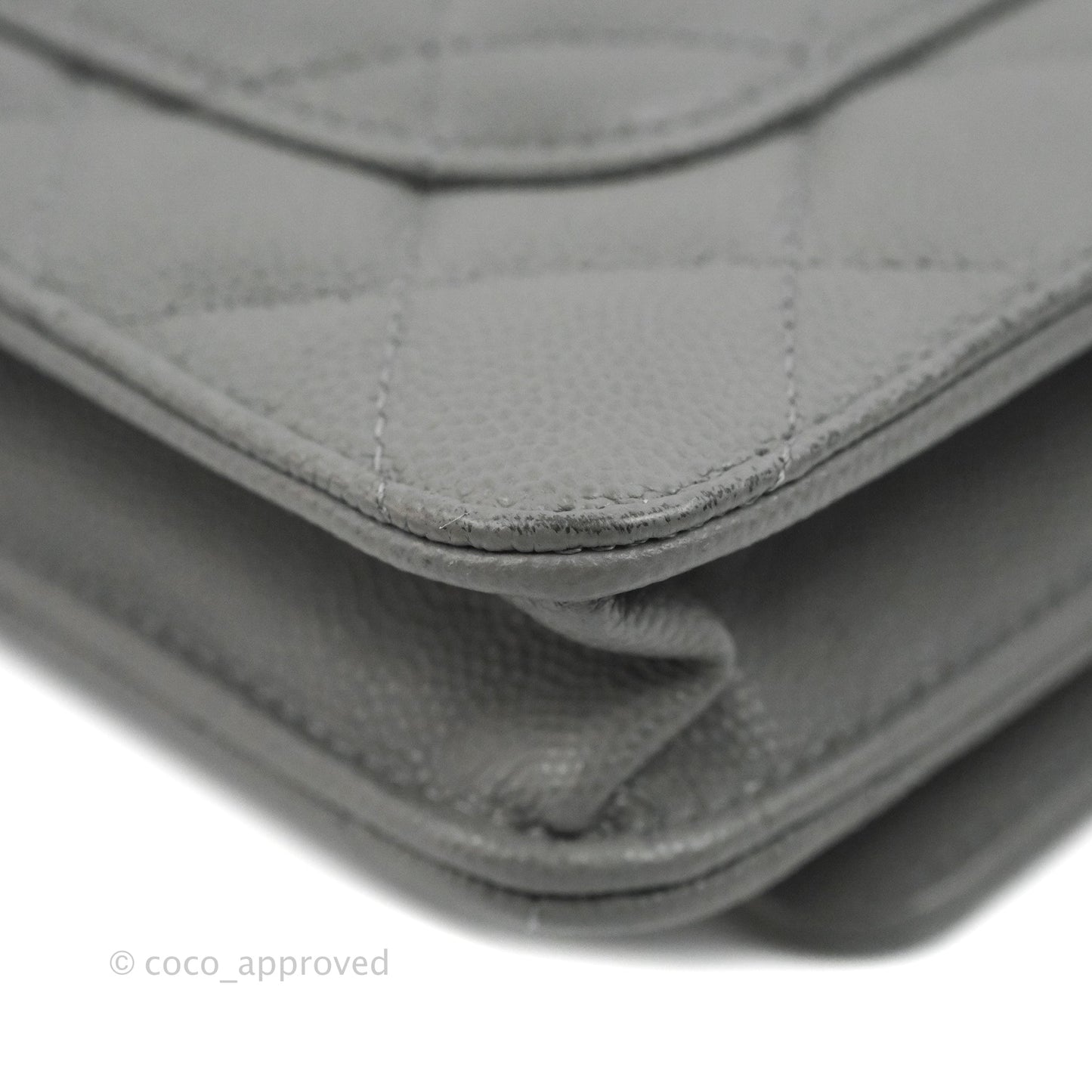 Chanel Quilted Classic Wallet on Chain WOC Grey Caviar Gold Hardware