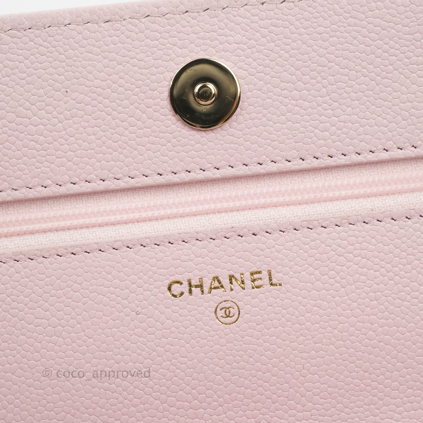 Chanel Quilted CC Chain Wallet on Chain WOC Light Pink Caviar Gold Hardware 22P