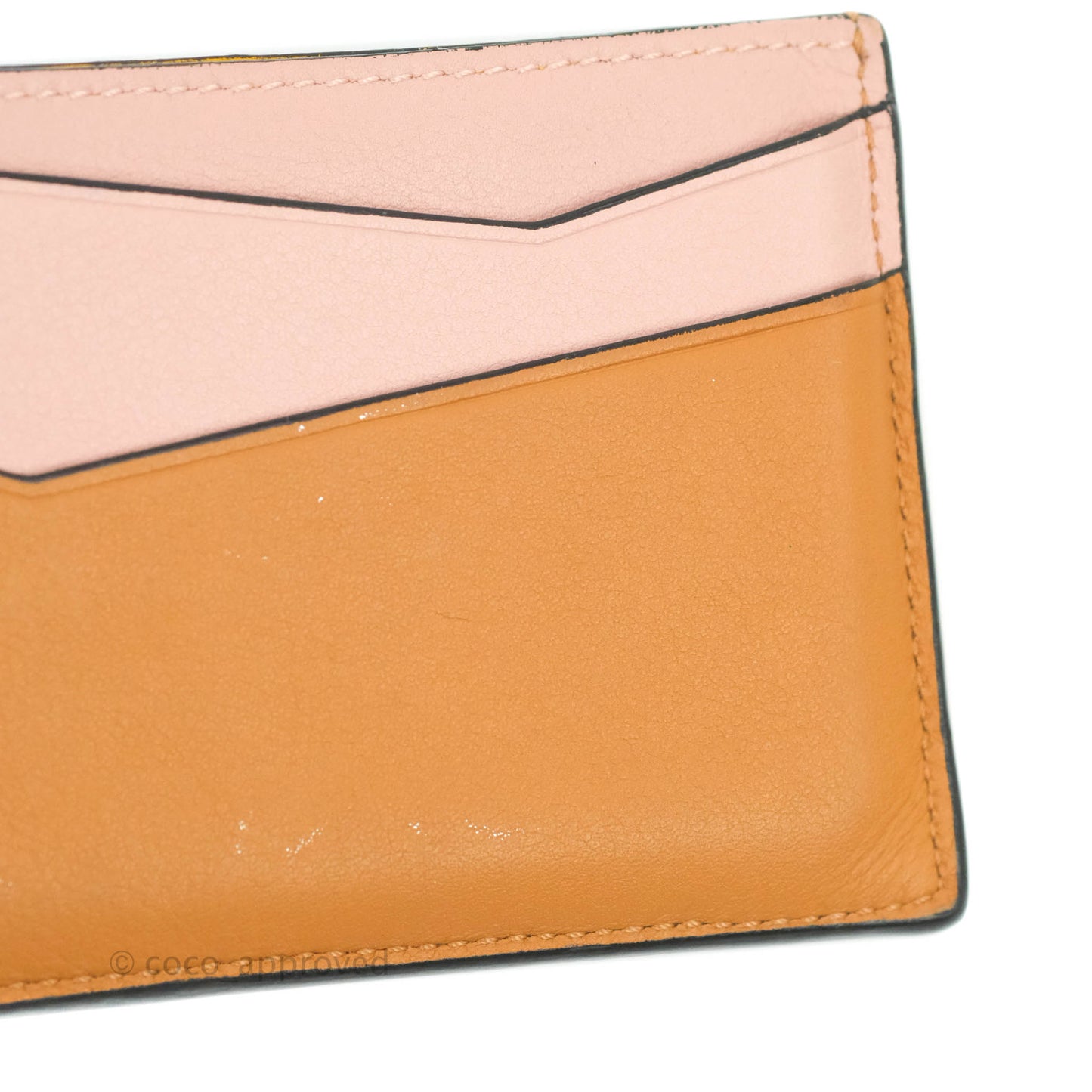 Loewe Puzzle Plain Card Holder Mint/Mustard/Pink/Tan Calfskin