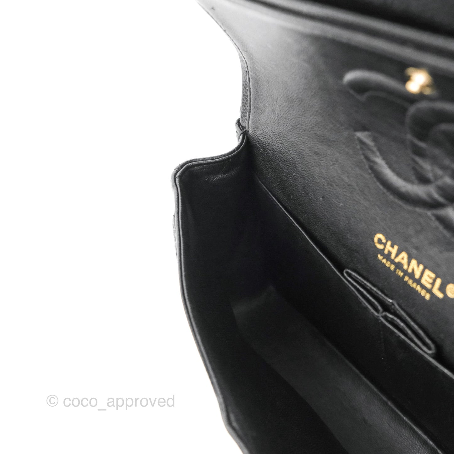 Chanel Classic M/L Medium Flap Quilted Black Caviar 24K Gold Hardware