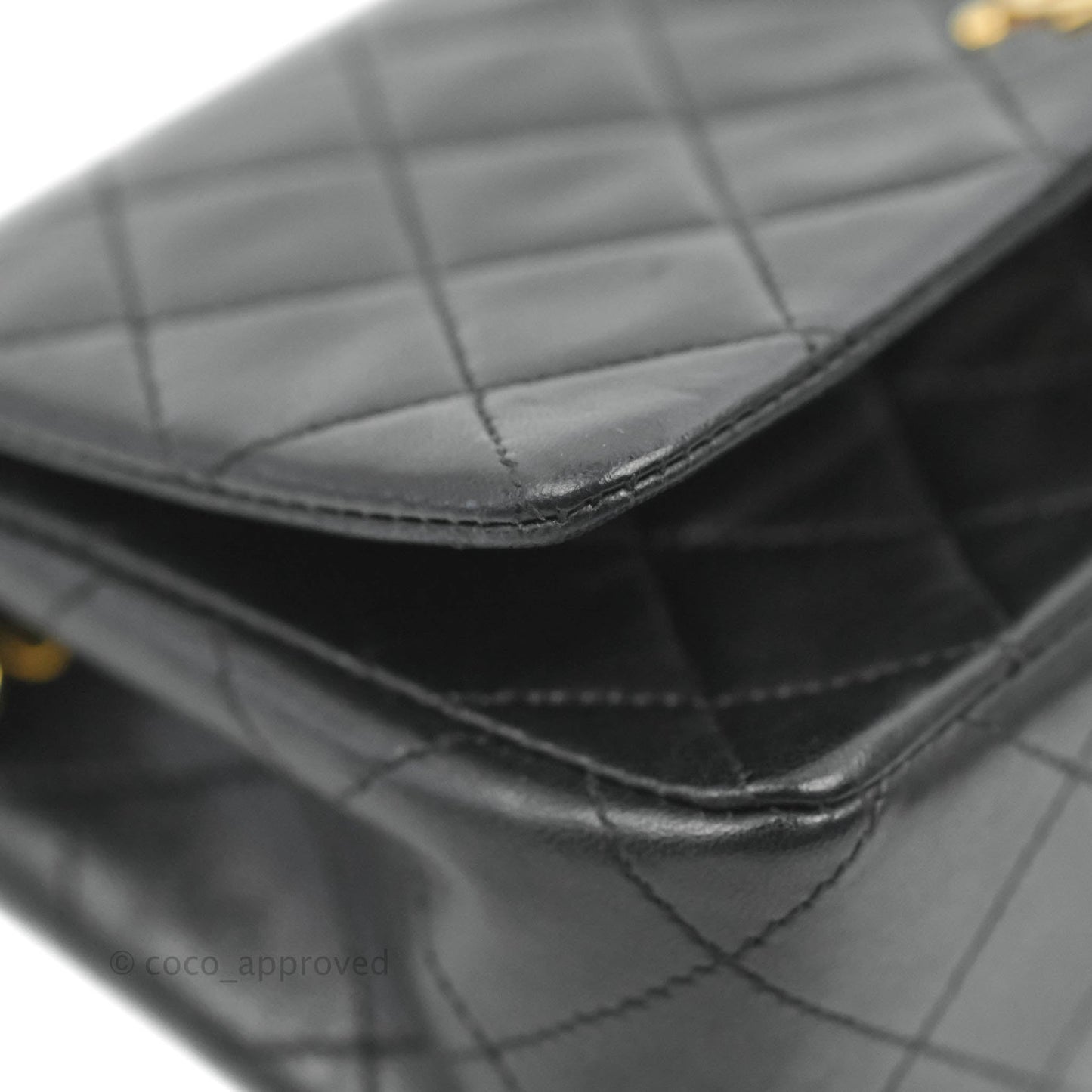 Chanel Vintage Small Single Full Flap Bag Black Lambskin 24K Gold Hardware