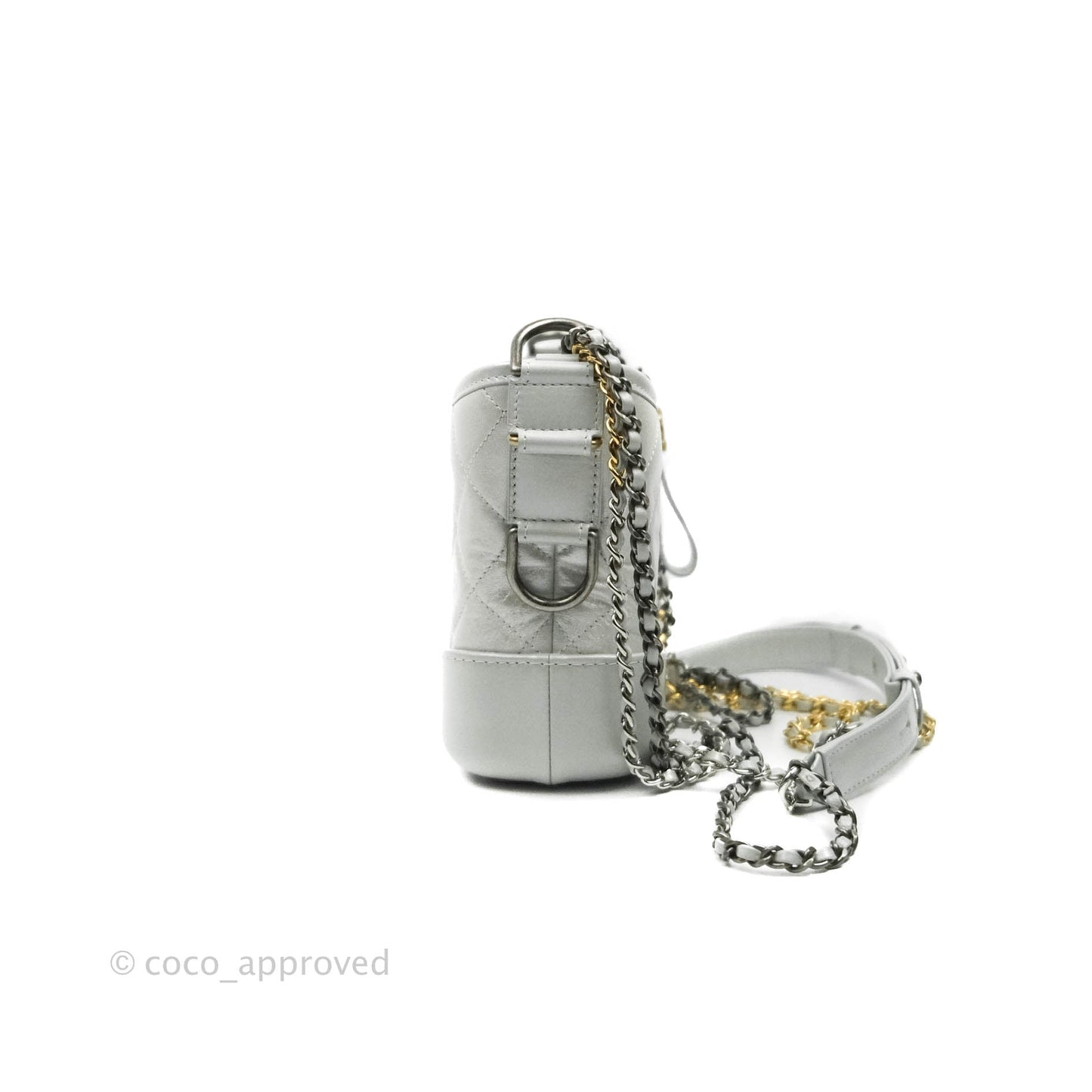 Chanel Small Gabrielle Hobo Bag Metallic Light Silver Aged Calfskin Mixed Hardware 19K