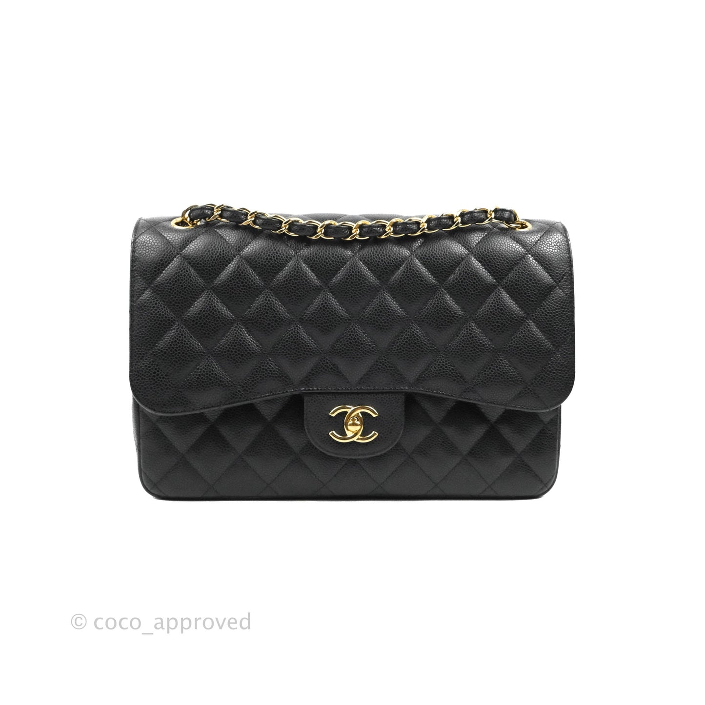 Chanel Jumbo Double Flap Black Caviar Gold Hardware⁣⁣