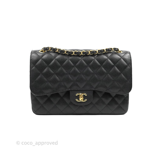 Chanel Jumbo Double Flap Black Caviar Gold Hardware⁣⁣