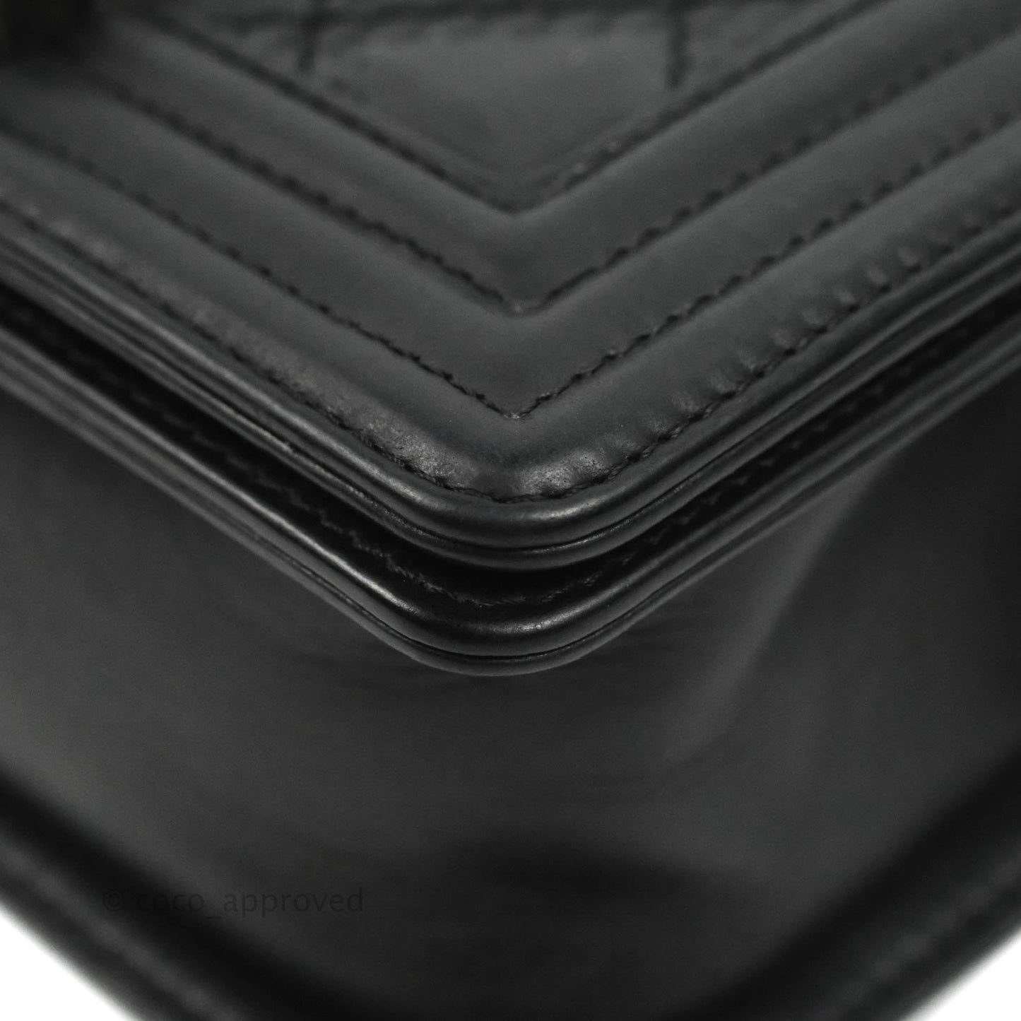Chanel Small Boy Double Stitch Black Calfskin Ruthenium Hardware
