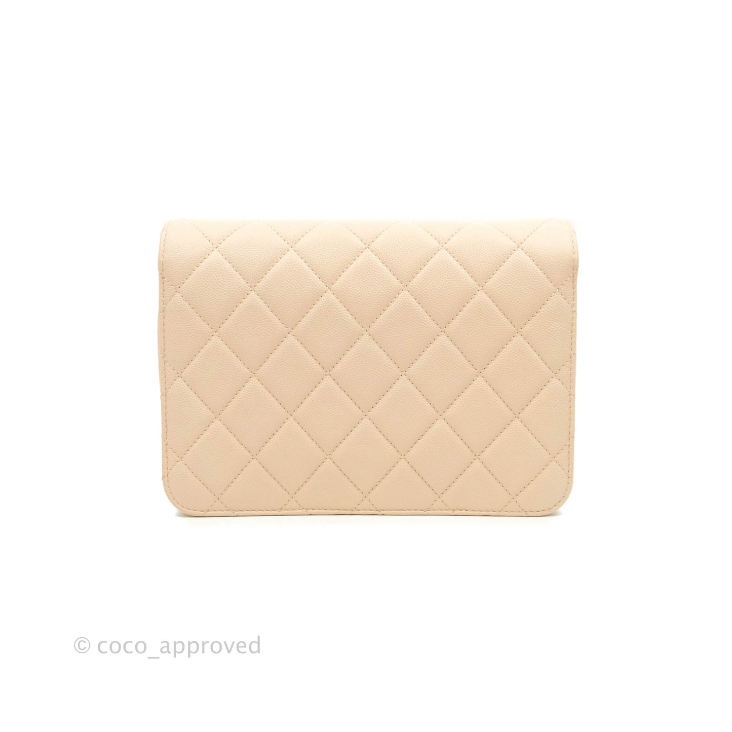 Chanel Quilted Like The Wallet Medium Flap Light Beige Caviar Gold Hardware 22C