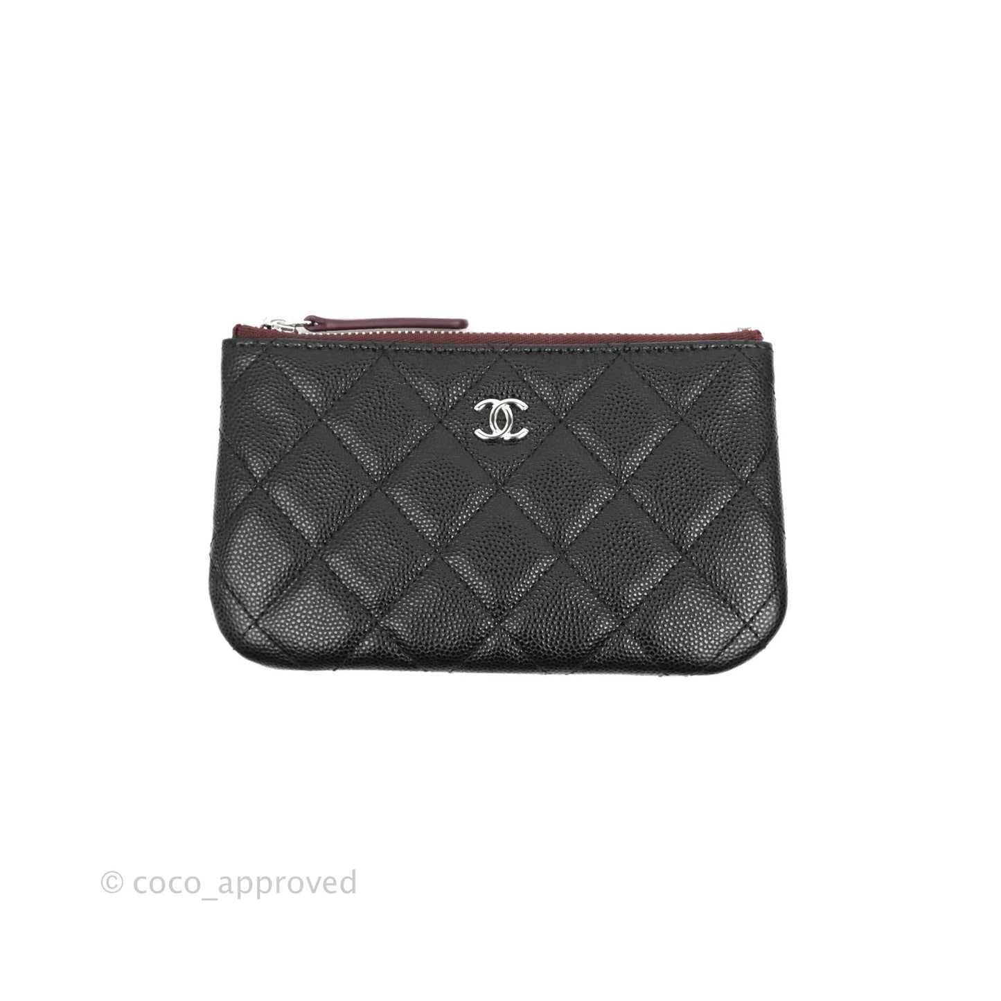 Chanel Quilted Mini O Case Black Caviar Silver Hardware