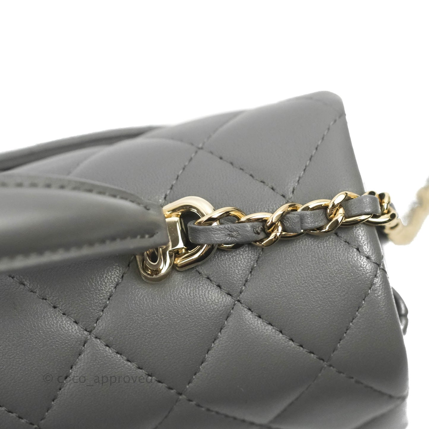 Chanel Top Handle Mini Rectangular Flap Bag Grey Lambskin Gold Hardware