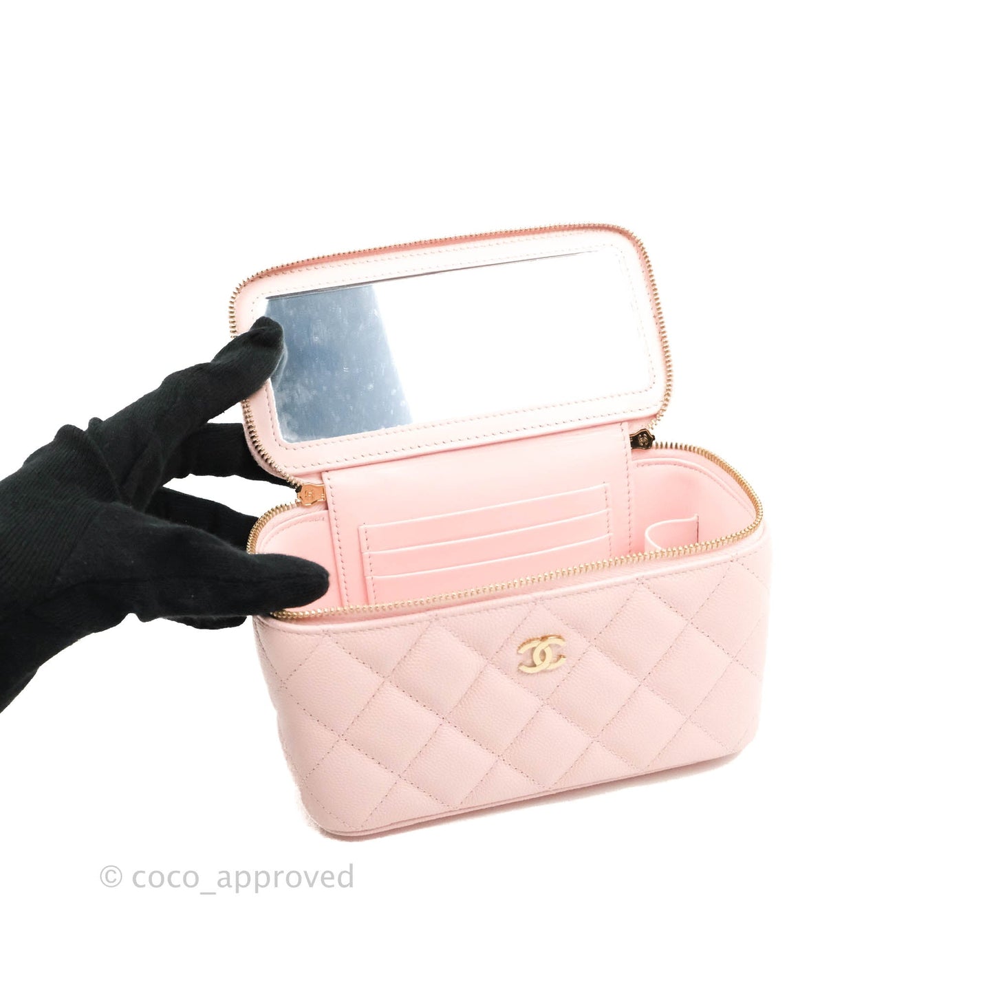 Chanel Classic Vanity with Chain Pink Caviar Gold Hardware