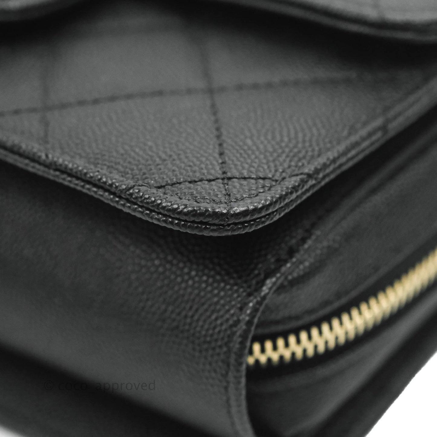 Chanel Quilted Small Like The Wallet Flap Black Caviar Light Gold Hardware 22C