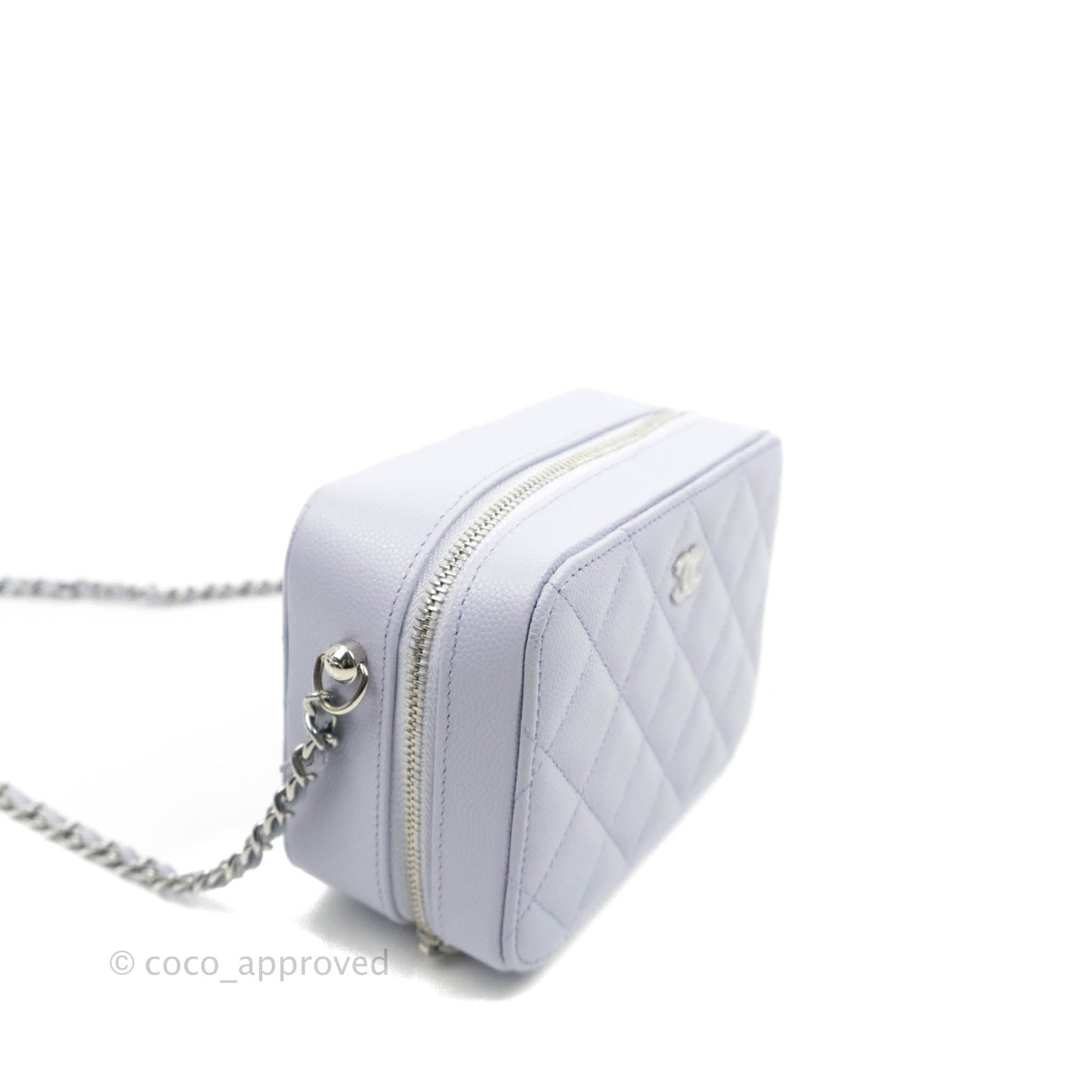 Chanel Quilted Camera Bag Lilac Caviar Silver Hardware