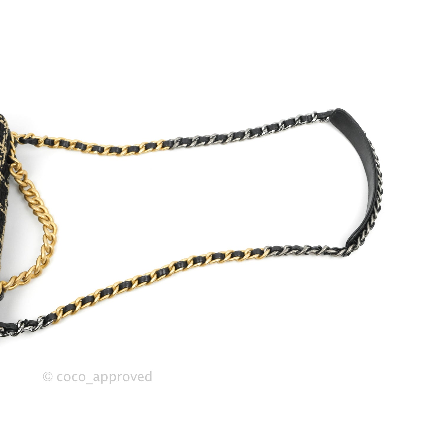 Chanel 19 Small Tweed Black Beige Mixed Hardware