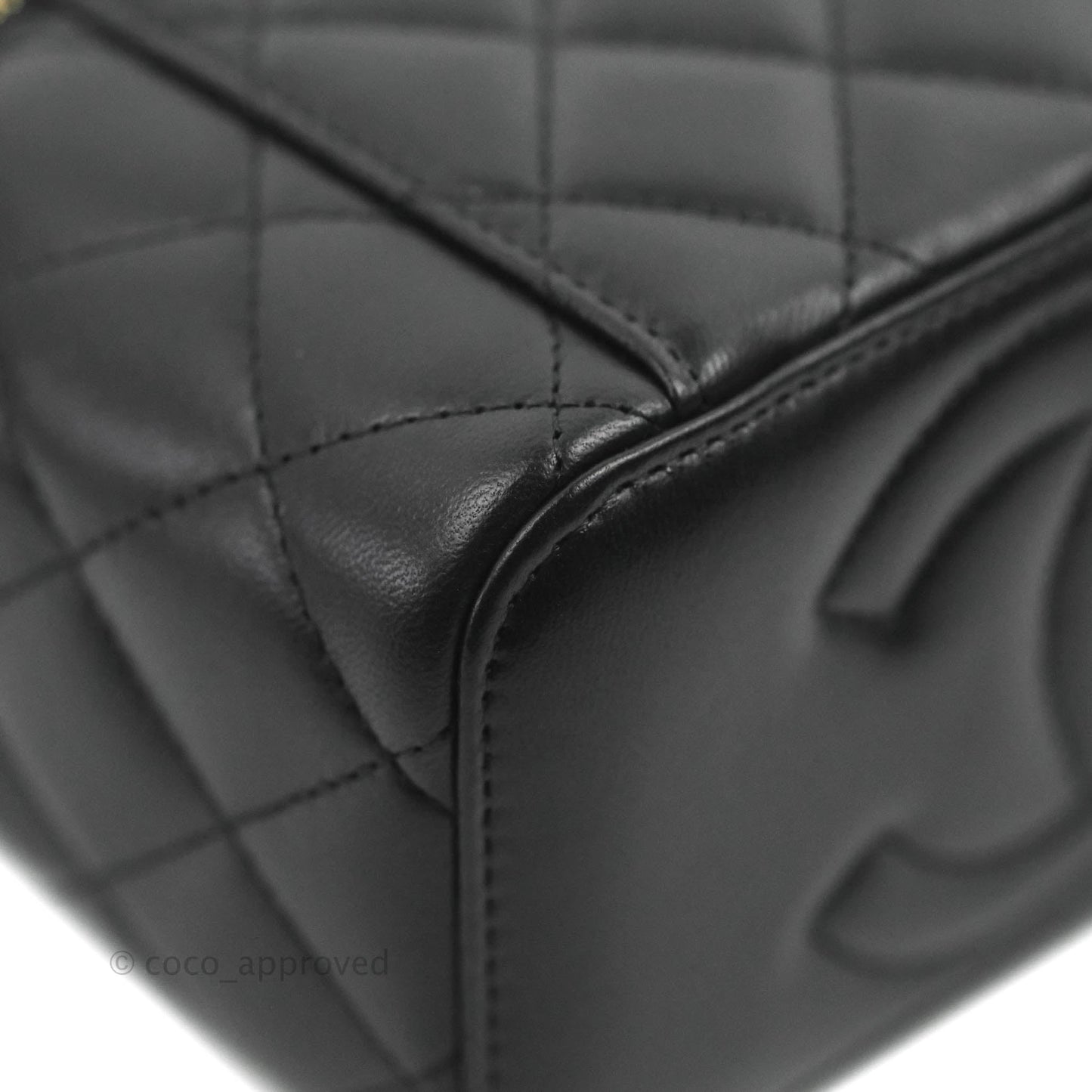 Chanel Vanity Rectangular Top Handle Black Lambskin Gold Hardware