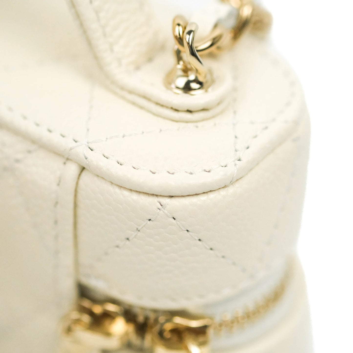 Chanel Quilted Small Handle With Care Vanity Case With Chain White Caviar Gold Hardware