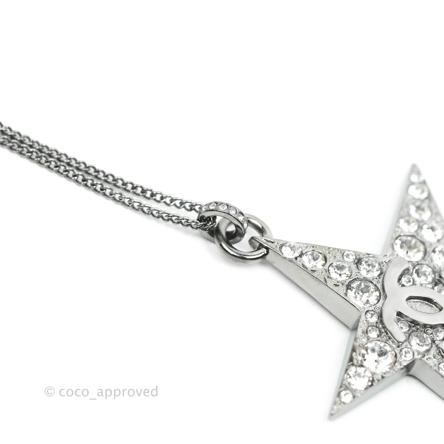 Chanel CC Crystal Star Blue Resin Tear Drop Choker Gun Metal 22C