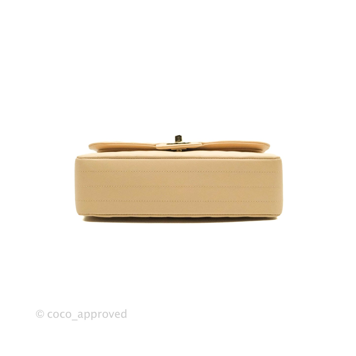 Chanel Classic S/M Small Double Flap Chevron Beige Caviar Gold Hardware