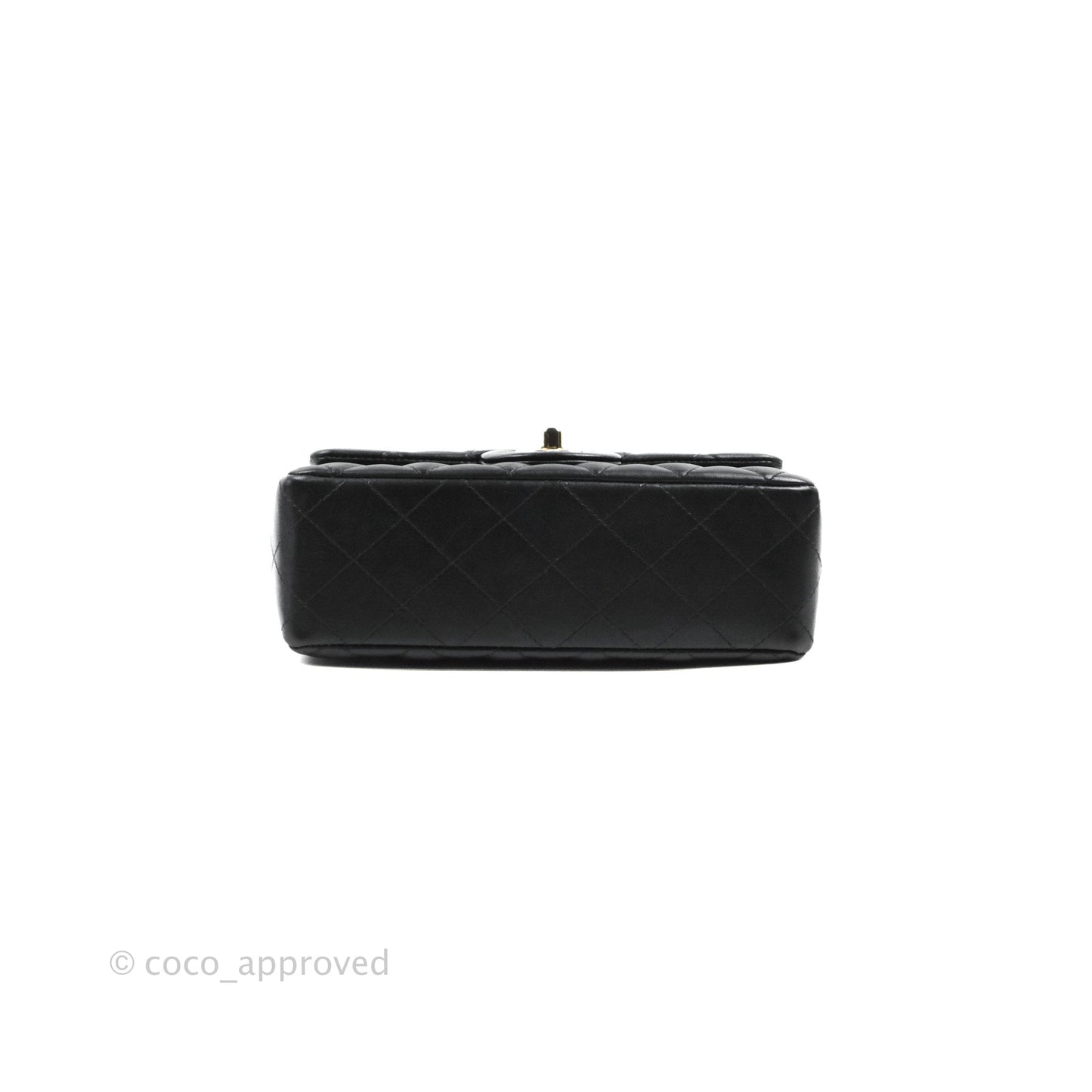 Chanel Quilted Mini Rectangular Flap Black Lambskin Light Gold Hardware