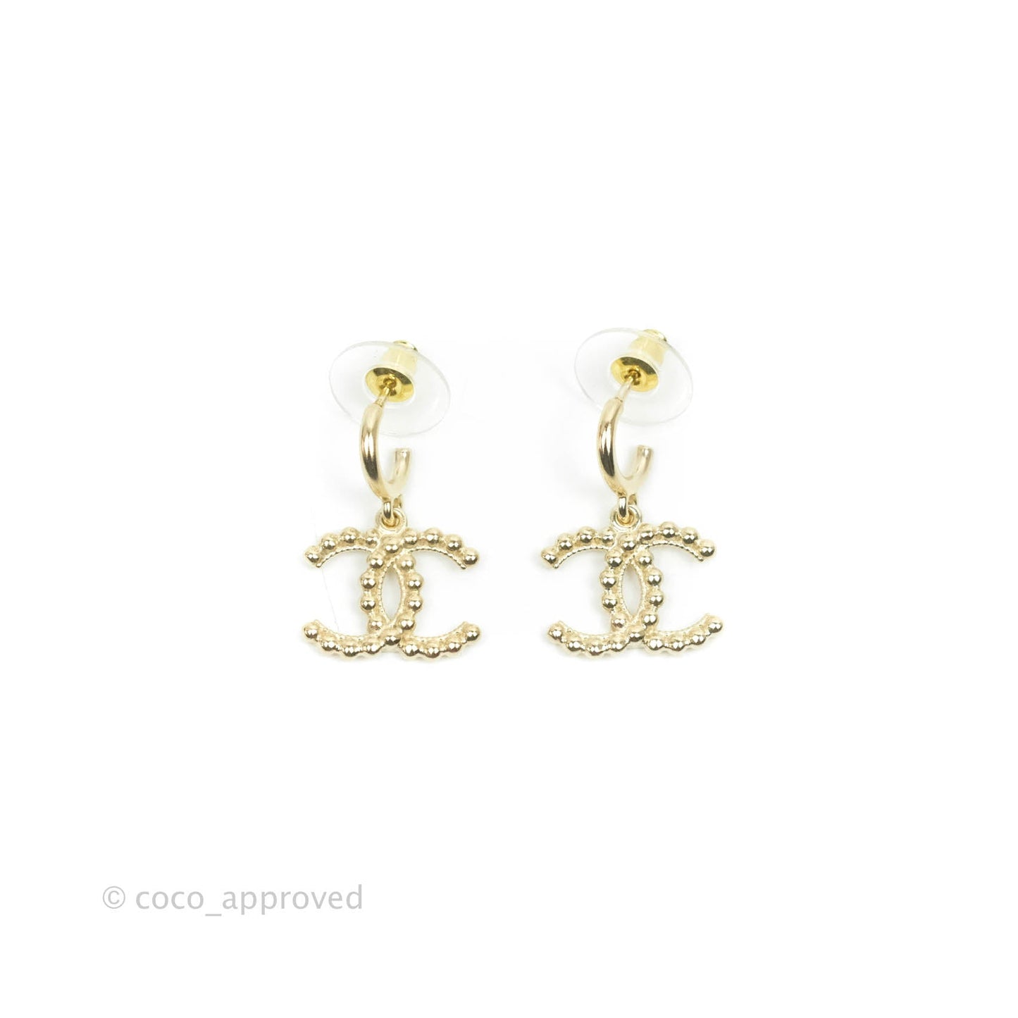 Chanel CC Hoop Earrings Gold Tone 22C