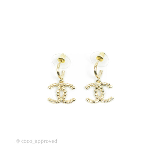 Chanel CC Hoop Earrings Gold Tone 22C