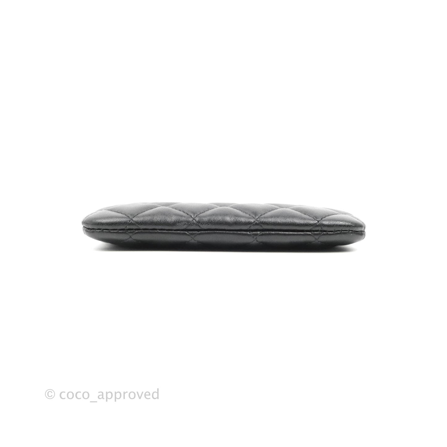 Chanel Quilted Mini O Case Black Lambskin Silver Hardware