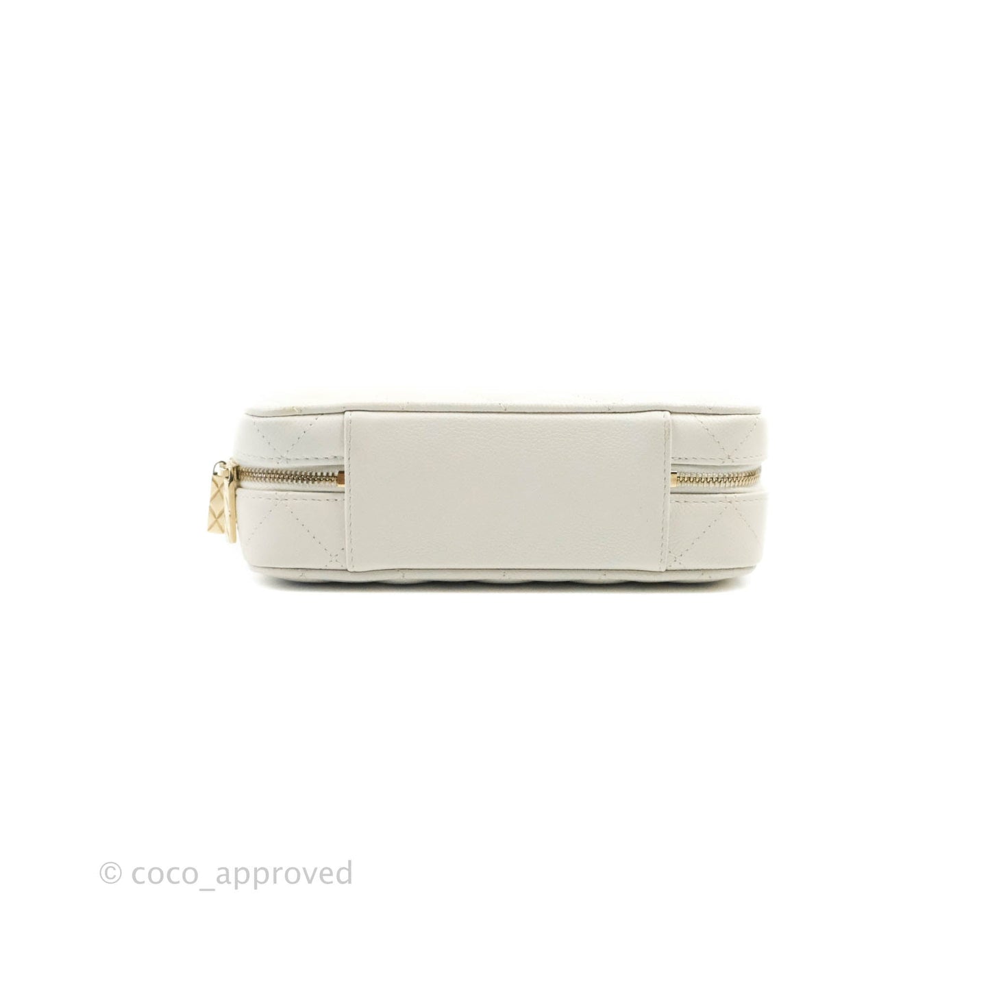 Chanel Quilted Top Handle Vanity White Caviar Gold Hardware