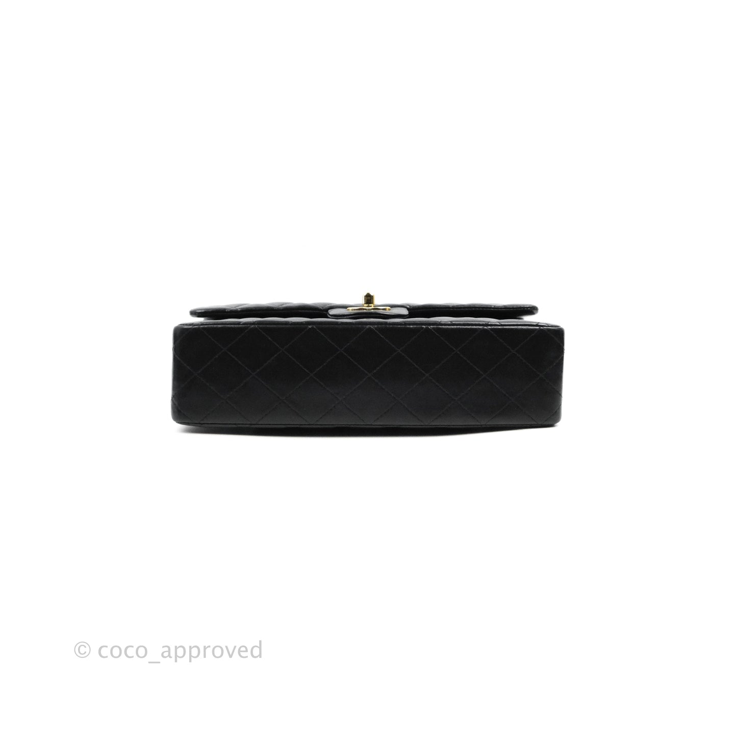 Chanel Classic M/L Medium Double Flap Black Lambskin Gold Hardware