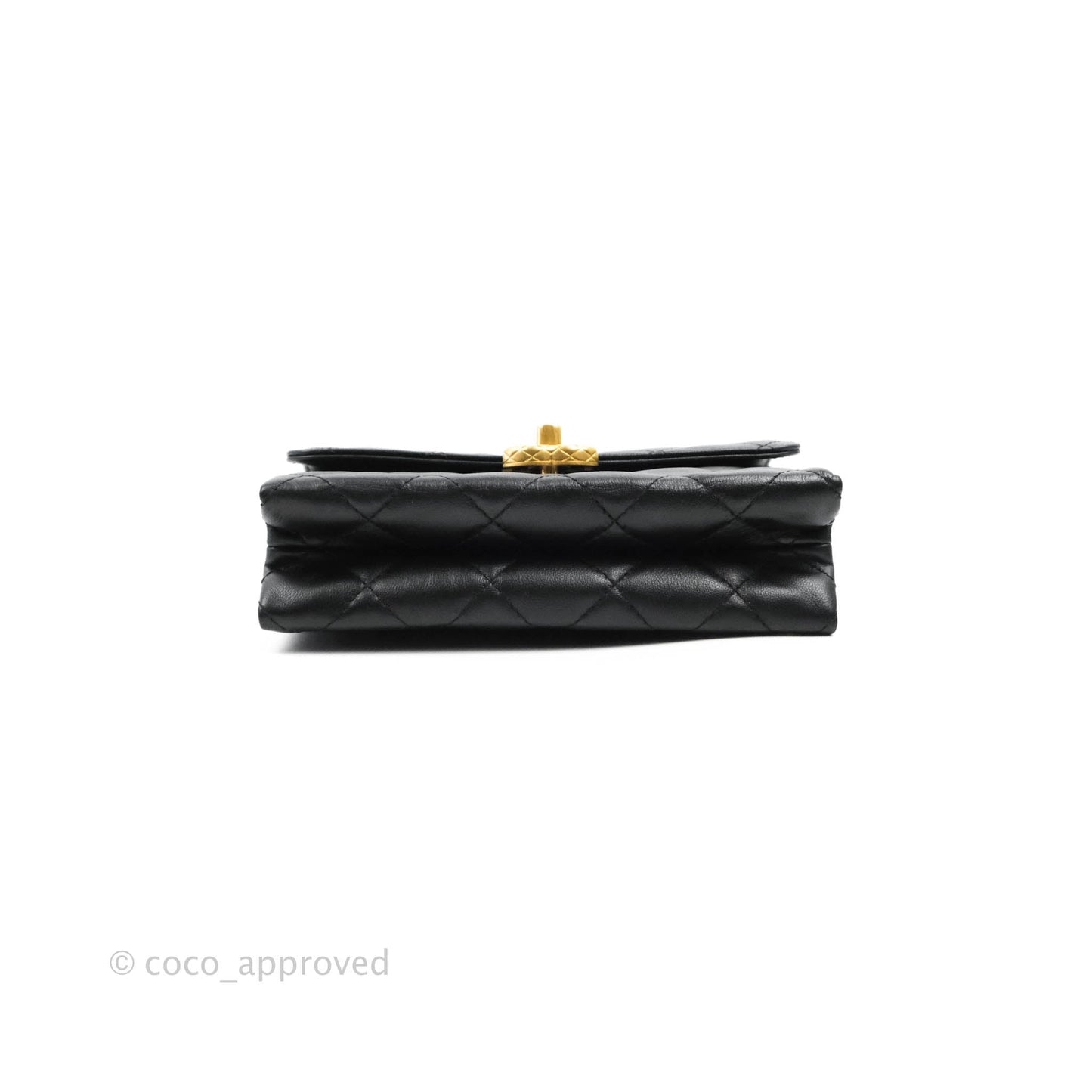 Chanel Small Chain Bar Flap Bag Black Calfskin Aged Gold Hardware