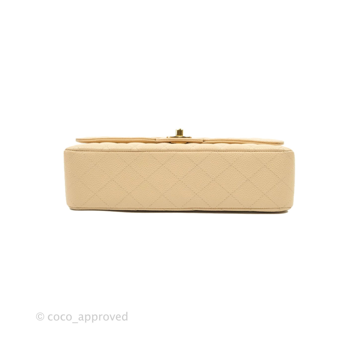 Chanel Classic M/L Medium Flap Quilted Beige Caviar Gold Hardware
