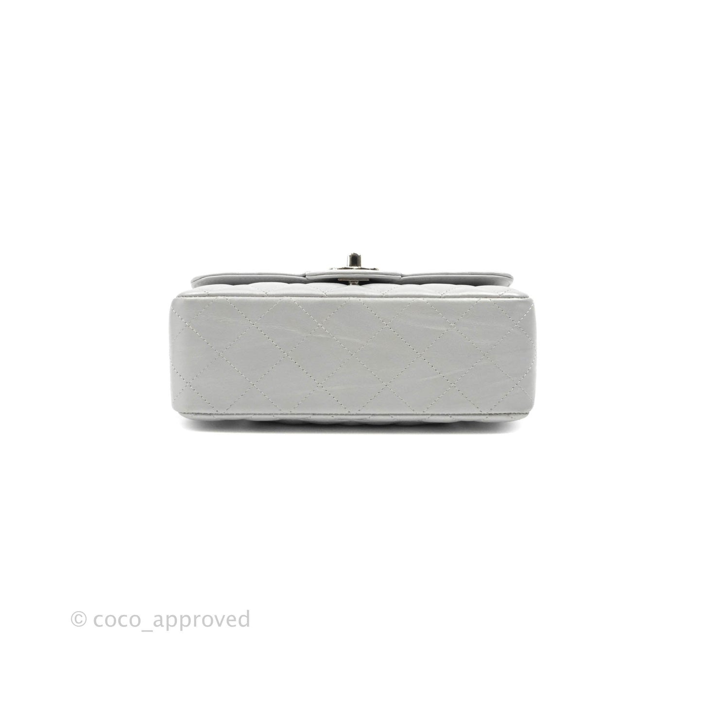 Chanel Quilted Mini Rectangular Silver Crumpled Calfskin Silver Hardware