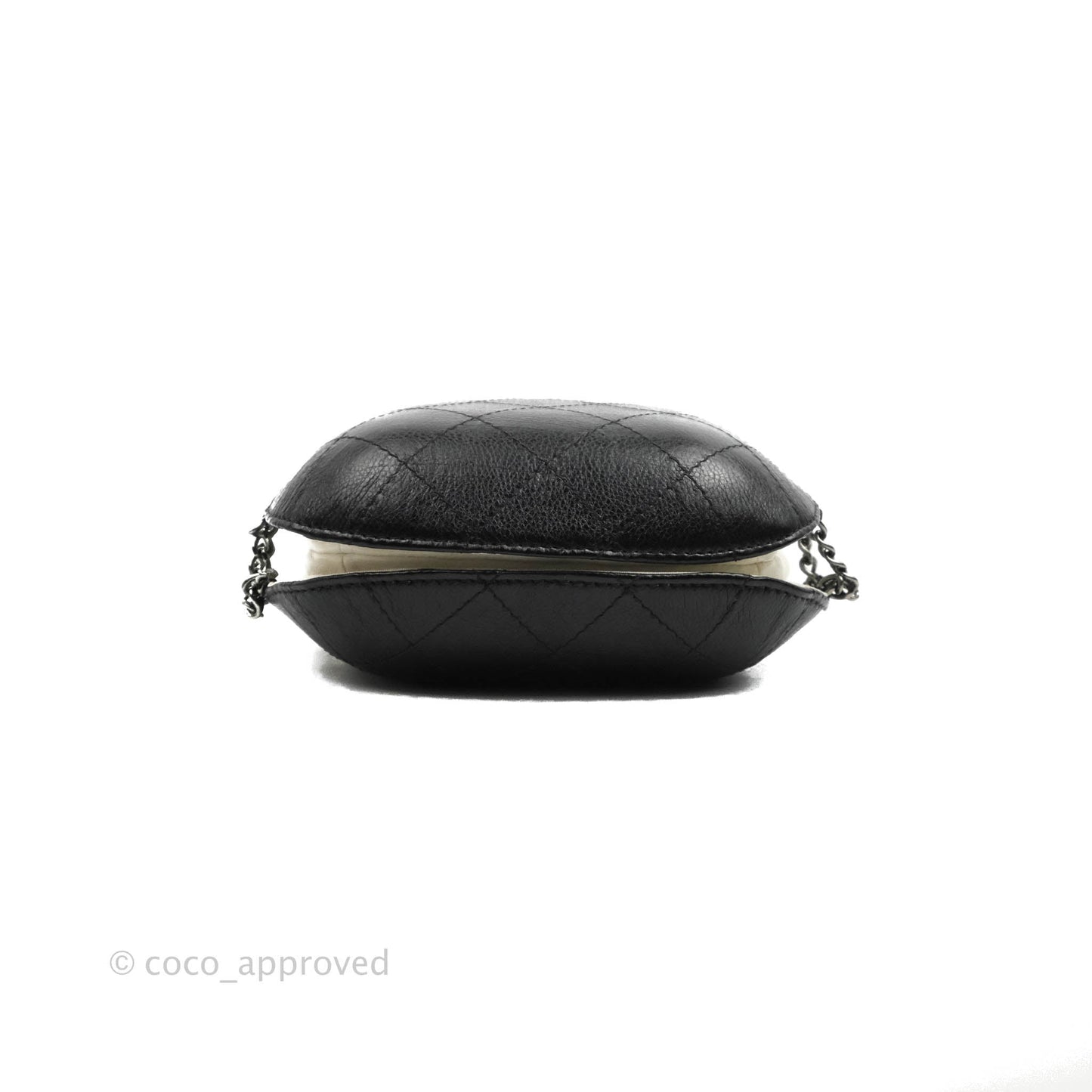 Chanel Small Gabrielle Drawstring Bag White Black Calfskin