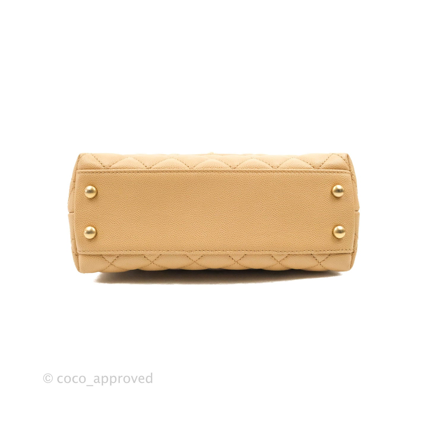 Chanel Small Coco Handle Quilted Beige Caviar Gold Hardware Lizard Embossed Handle