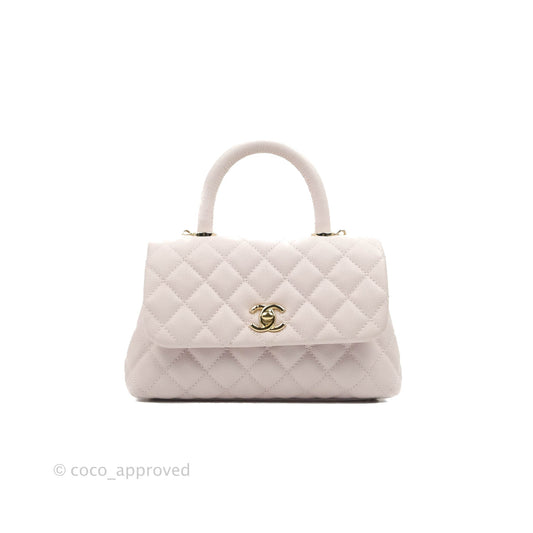Chanel Small Coco Handle Light Lilac Pink Caviar Gold Hardware