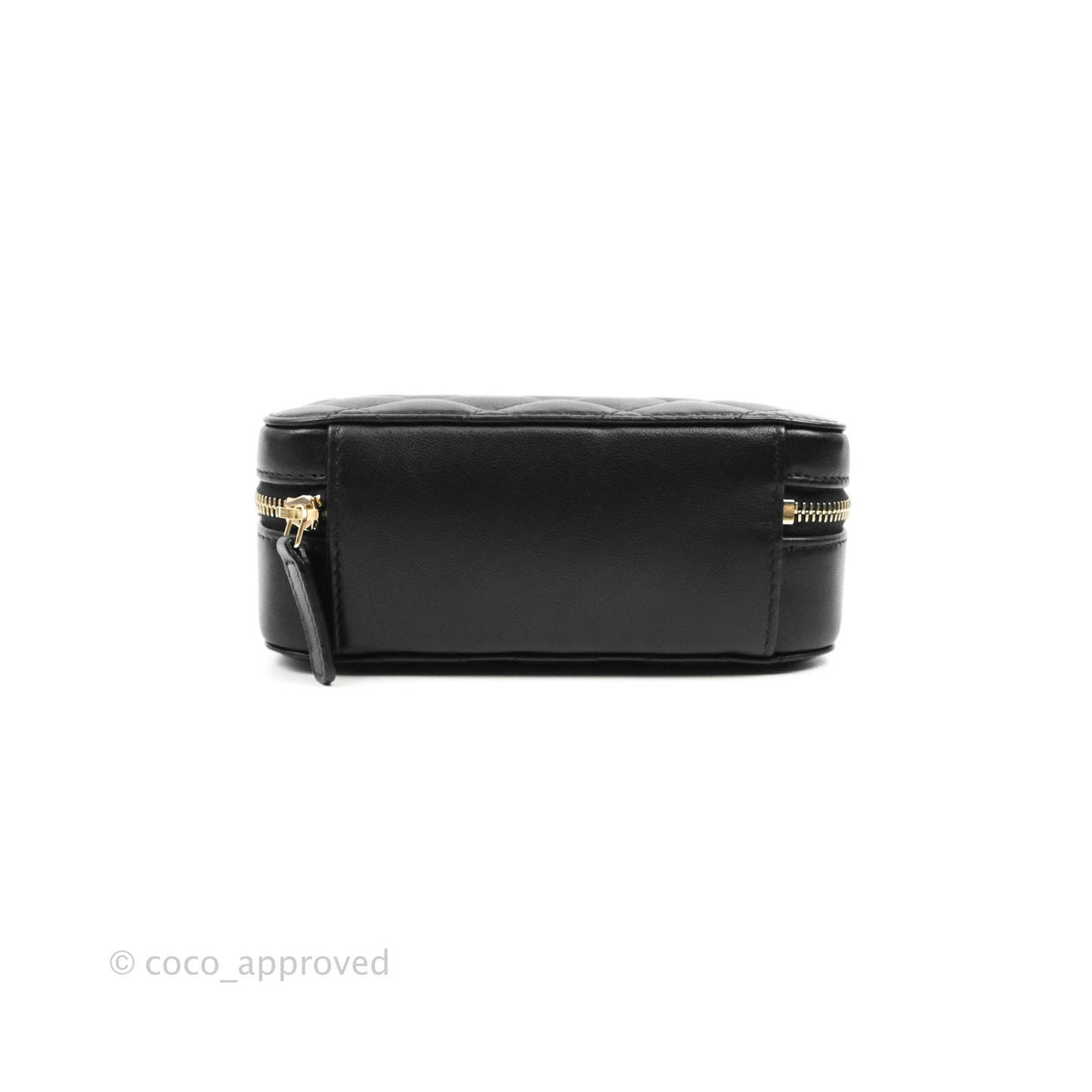 Chanel Mini Pearl Crush Quilted Camera Case Black Lambskin Aged Gold Hardware