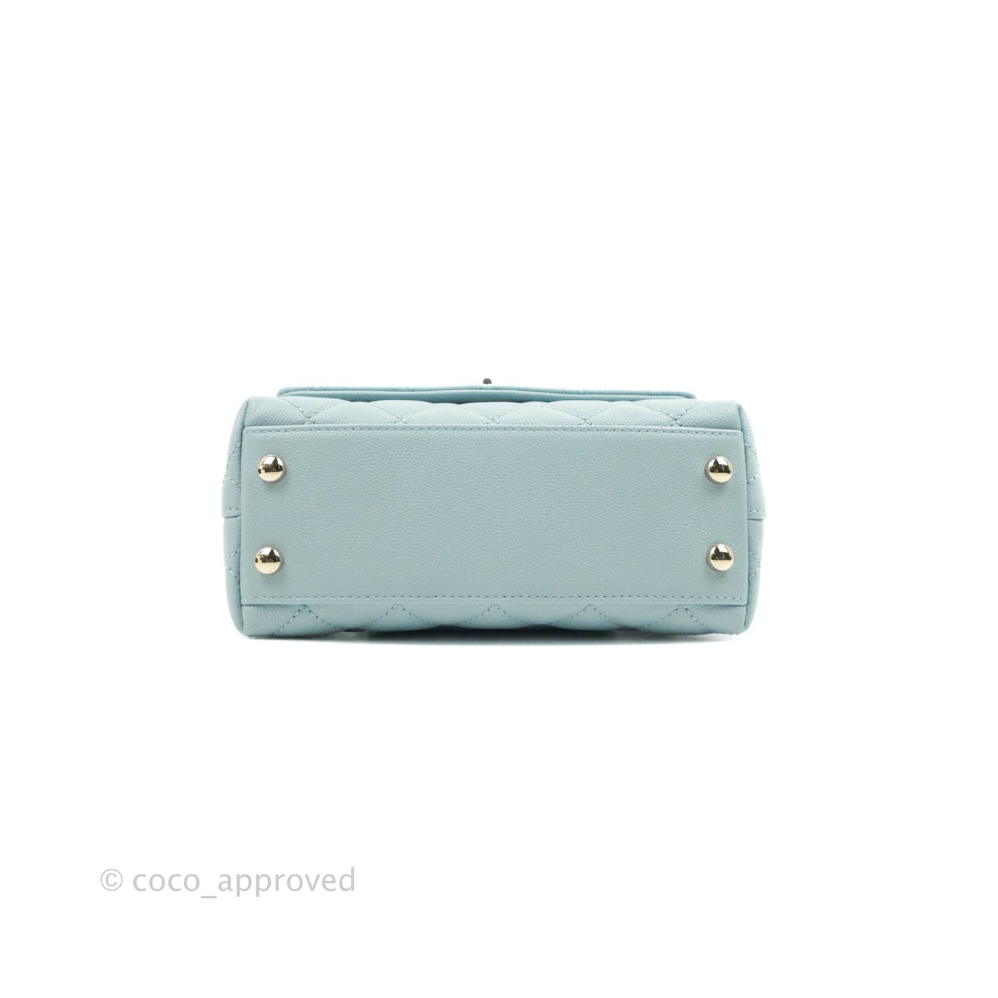 Chanel Mini Coco Handle Quilted Light Blue Caviar Gold Hardware