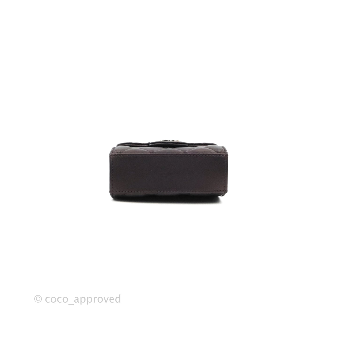 Chanel Mini Handle Clutch With Chain Iridescent Purple Lambskin Gold Hardware