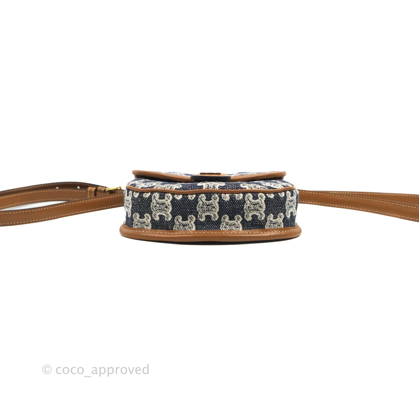 Celine Mini Besace in Navy Textile with Triomphe Embroidery Calfskin