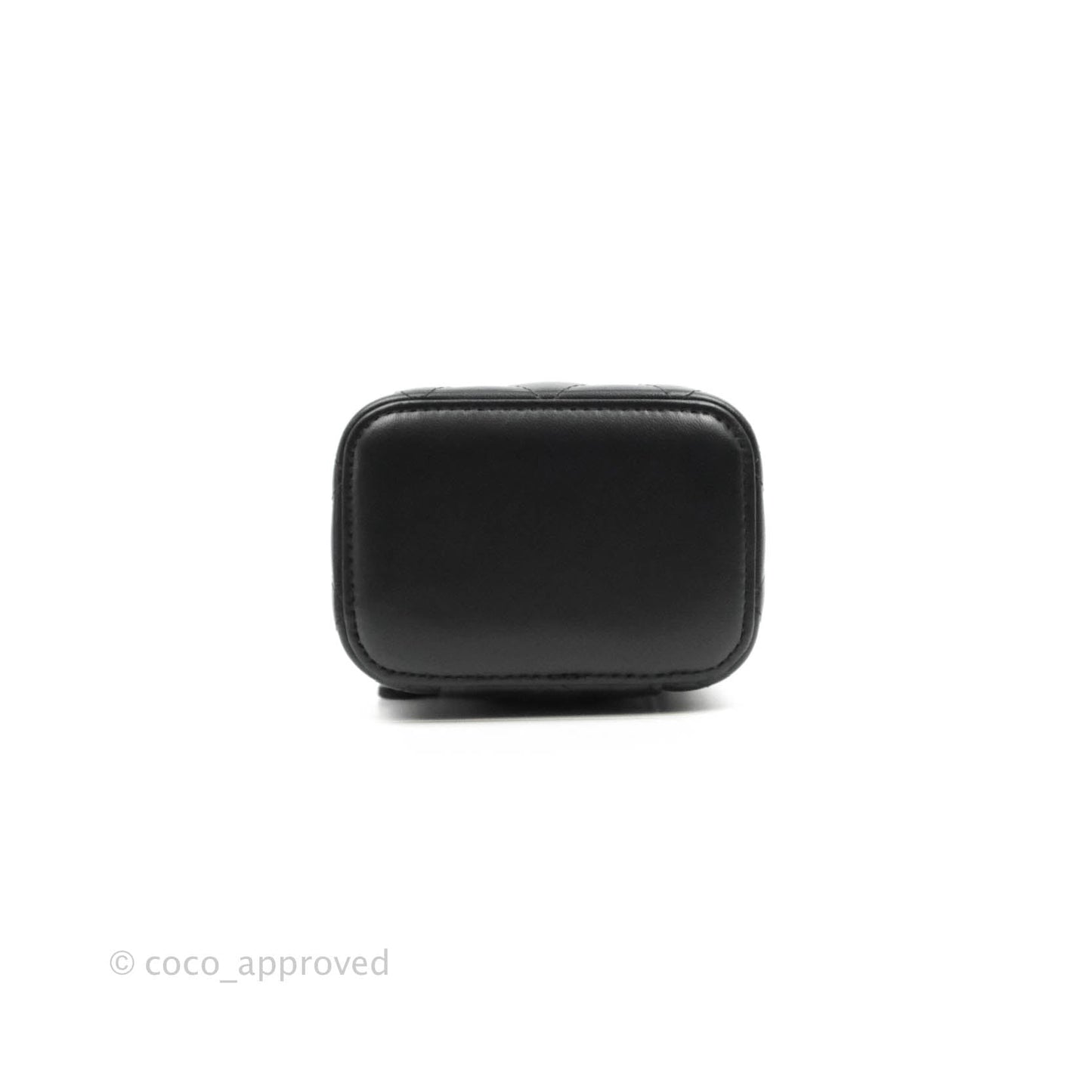 Chanel Mini Top Handle Vanity With Chain Black Lambskin Gold Hardware
