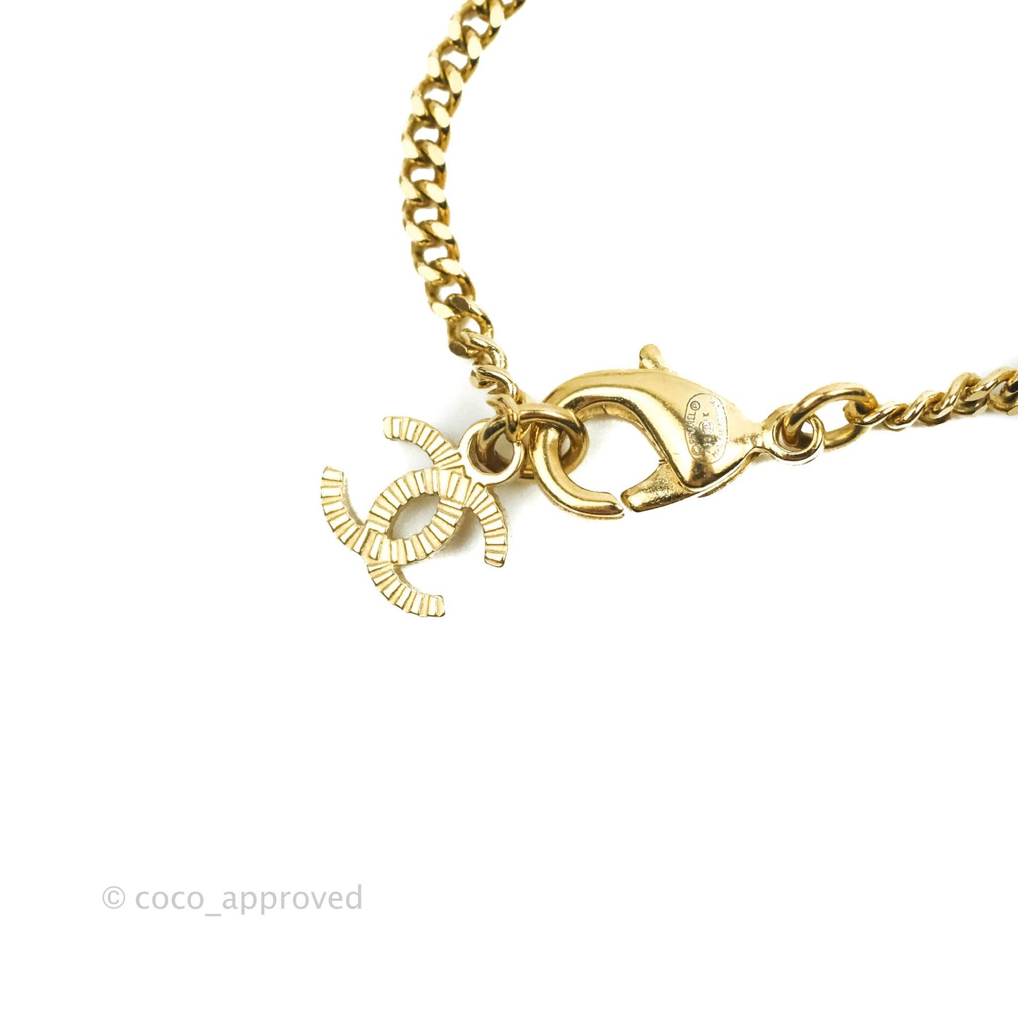 Chanel CC Pendant Necklace Gold Black White Crystal 20K