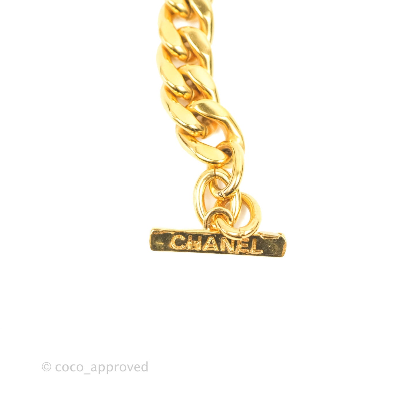 Chanel CC Gold Plate Pendant Bracelet Gold Tone 20P