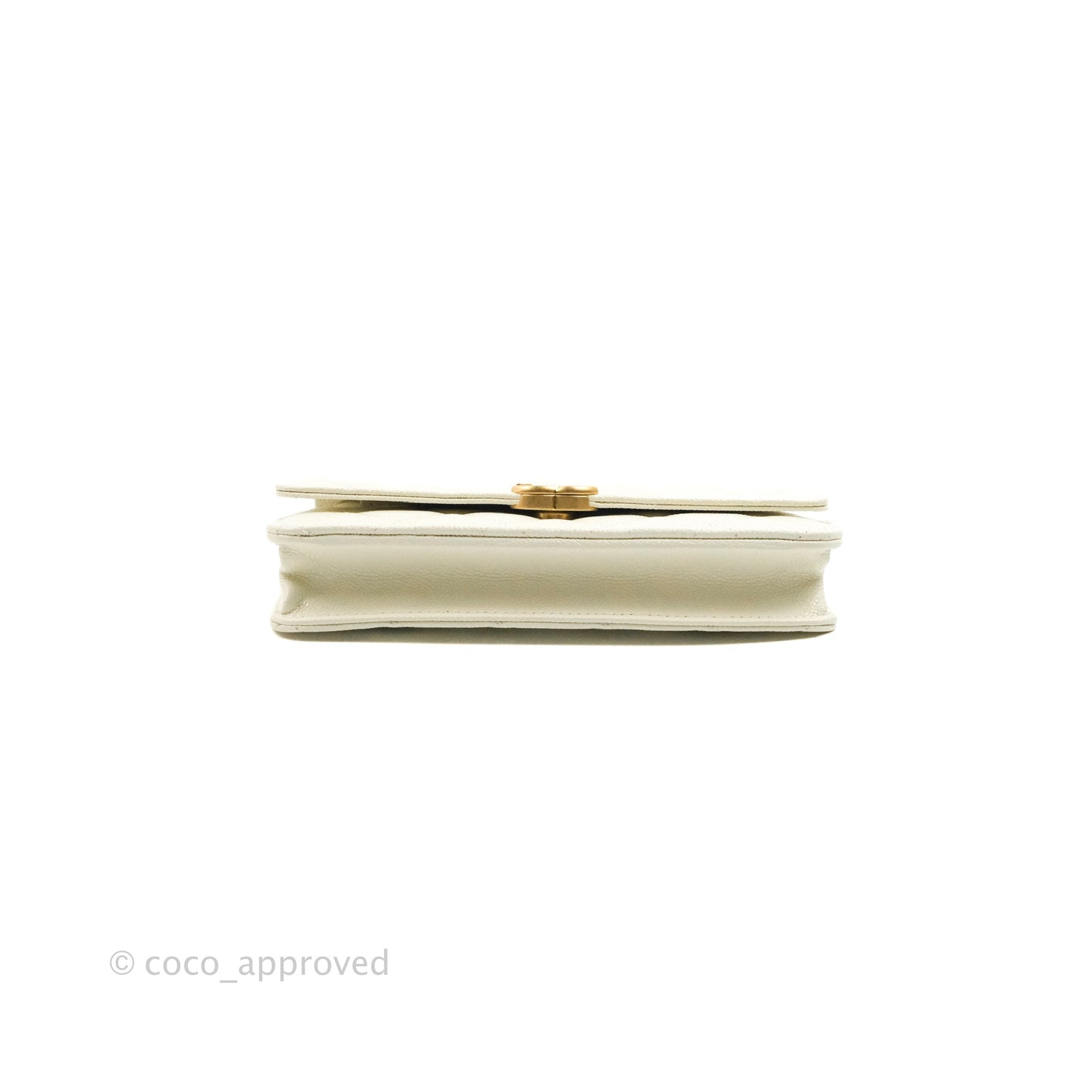 Chanel Quilted Wallet On Chain WOC Melody Ivory White Caviar Gold Hardware
