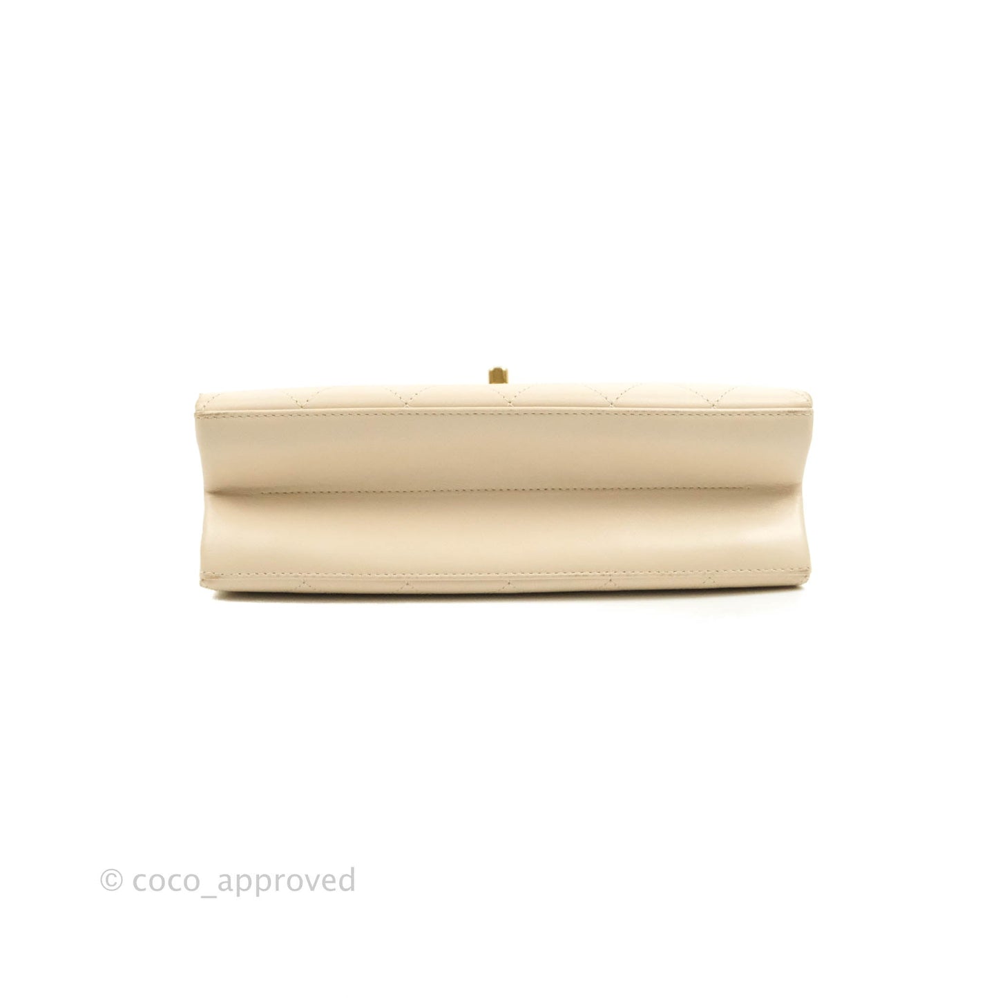 Chanel Small Flat Quilted Coco Luxe Flap Bag Light Beige Aged Gold Hardware