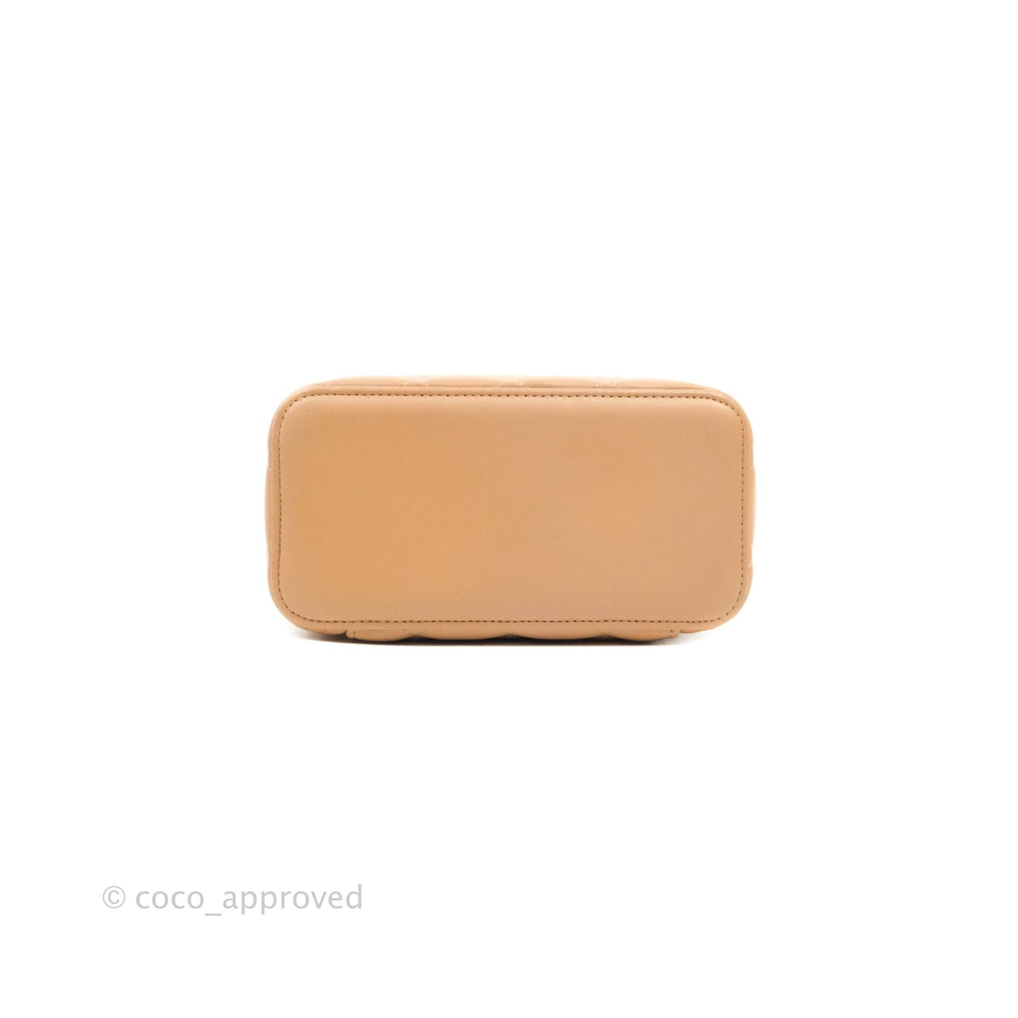 Chanel Vanity Rectangular Top Handle Beige Lambskin Aged Gold Hardware