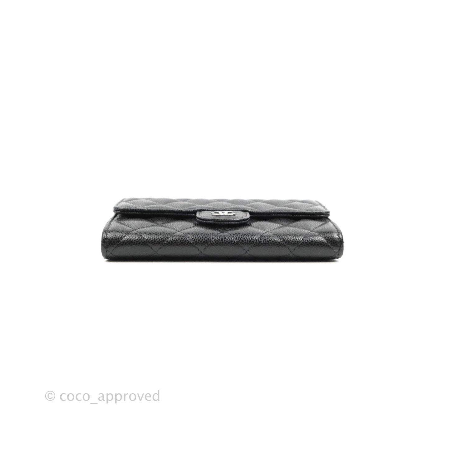 Chanel Classic Quilted Medium Flap Wallet Black Caviar Silver Hardware