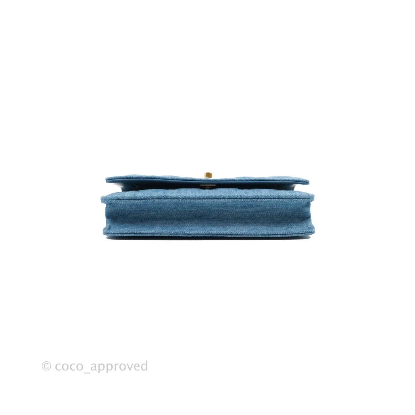 Chanel Quilted Pearl Crush Wallet on Chain WOC Denim Aged Gold Hardware