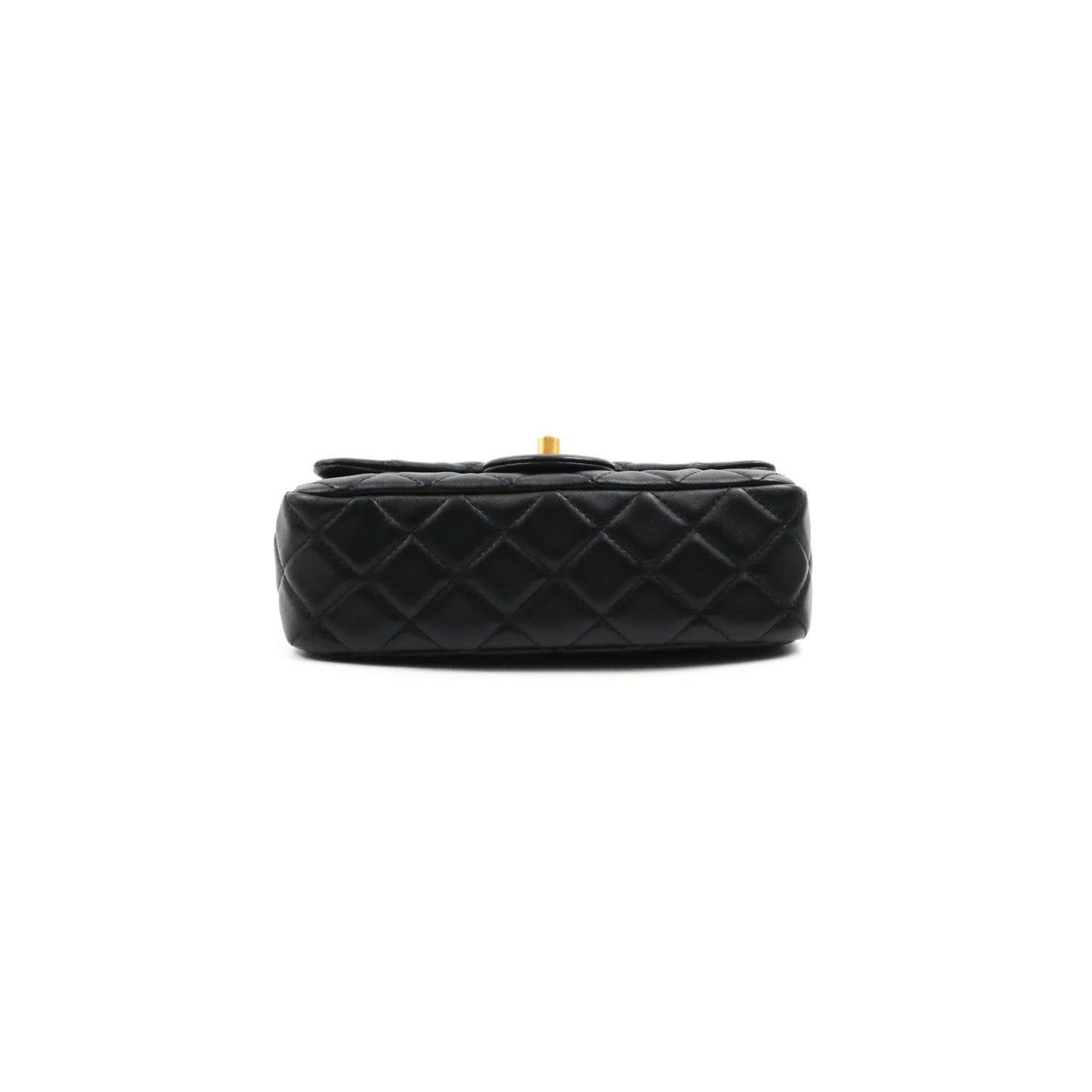 Chanel Mini Rectangular Pearl Crush Quilted Black Lambskin Aged Gold Hardware