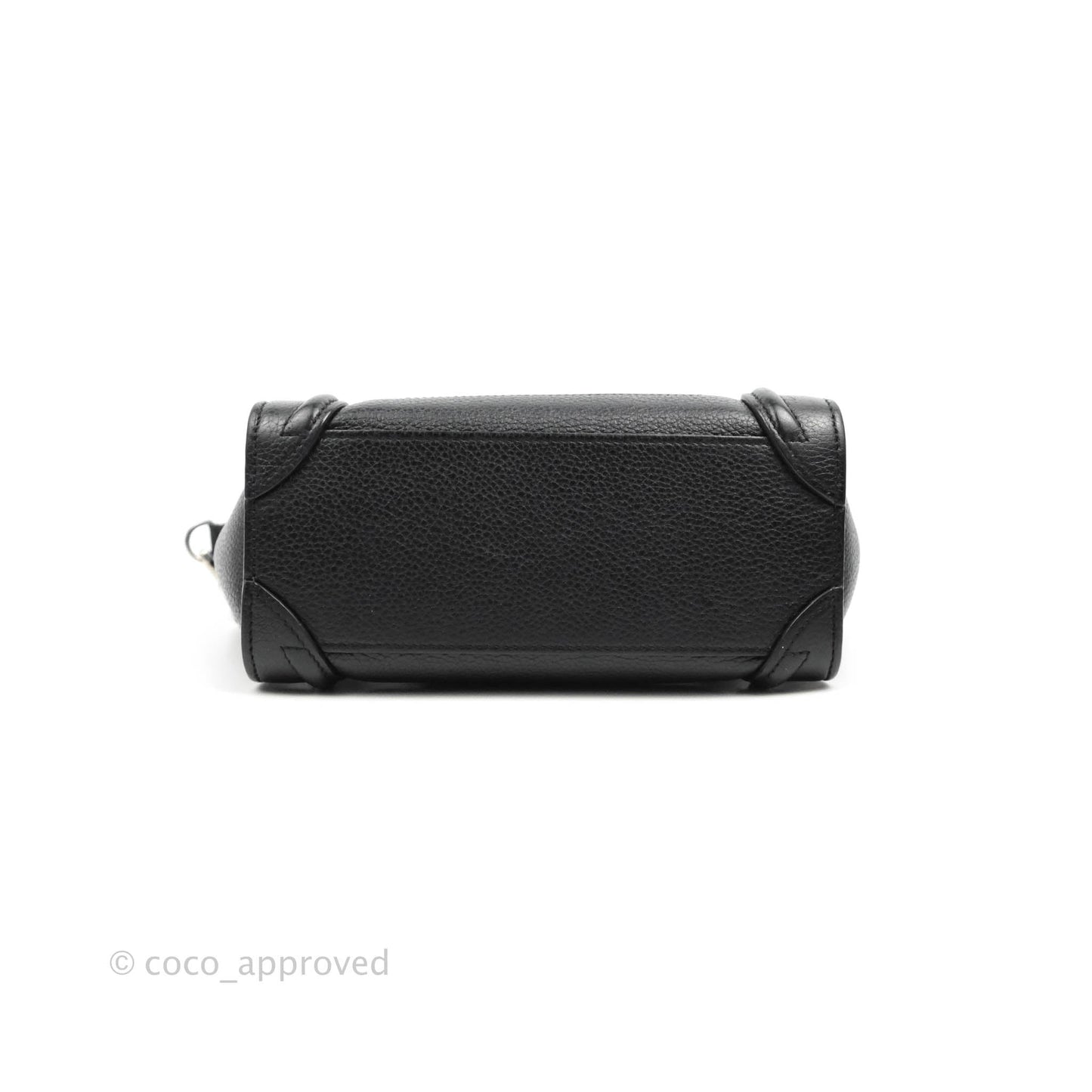 Celine Nano Luggage Black Drummed Calfskin Silver Hardware